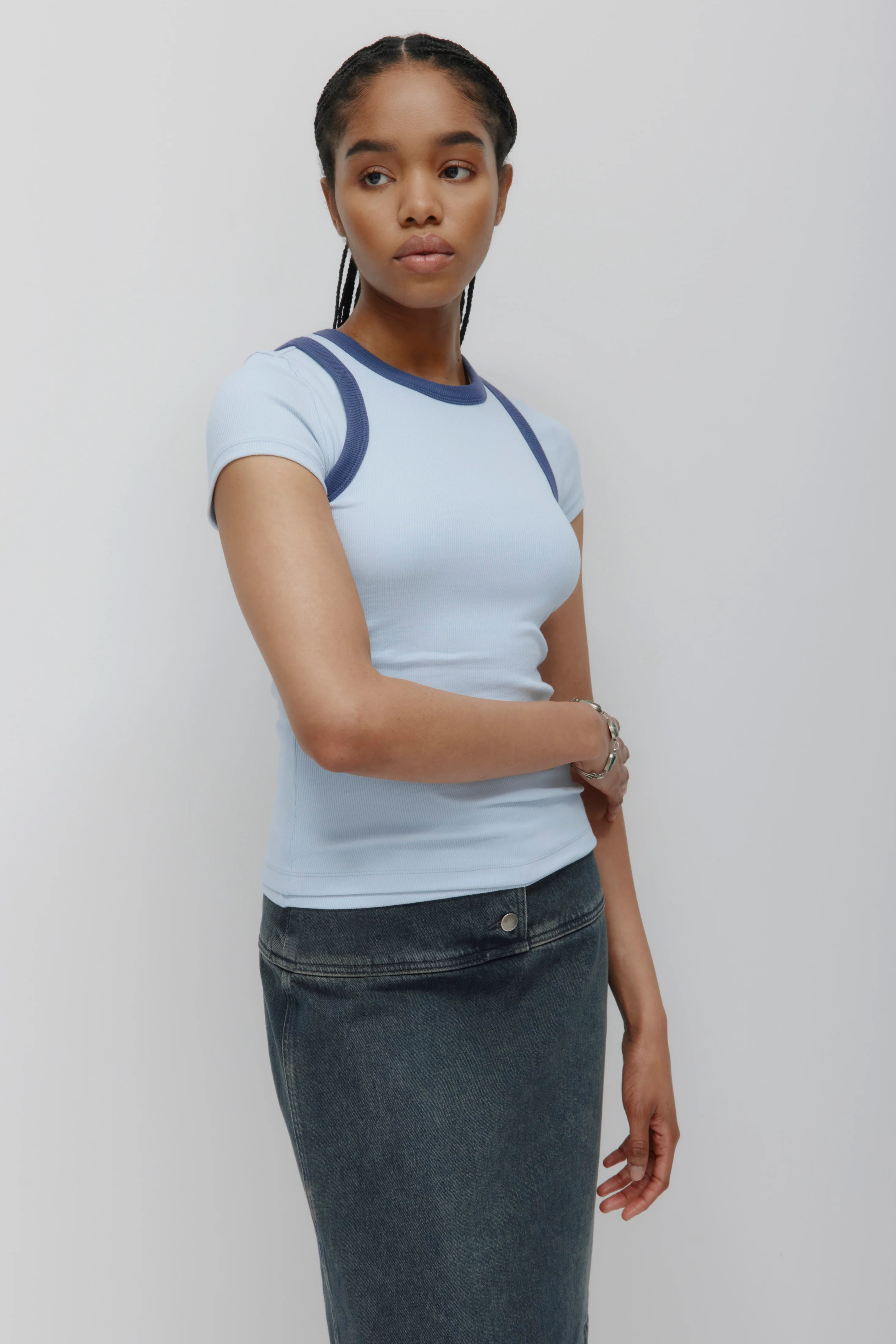 Women's Racer Tank in Blue Aura/Dark Indigo - Image 3