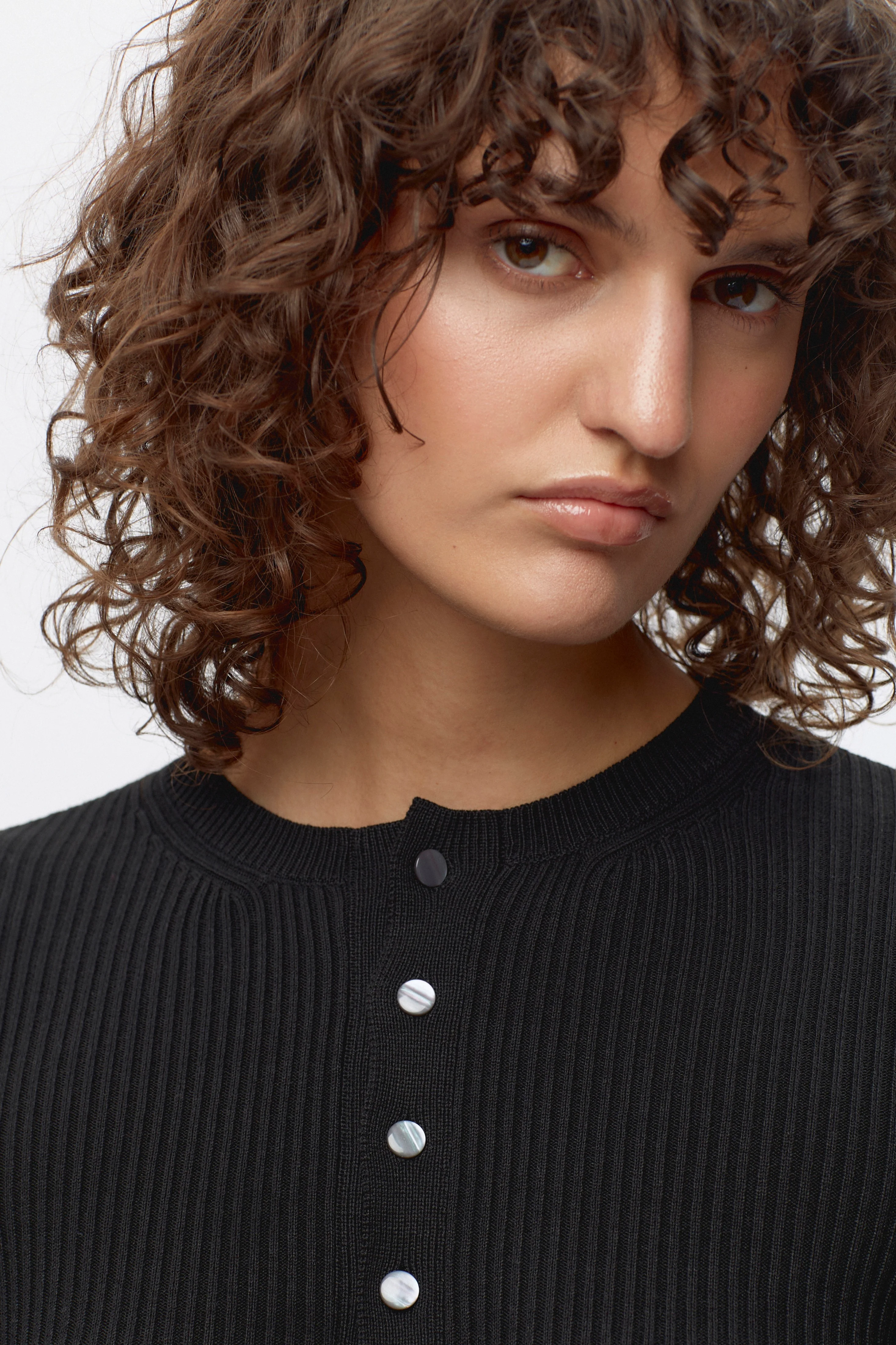 Women's Rib Henley in Black - Image 4