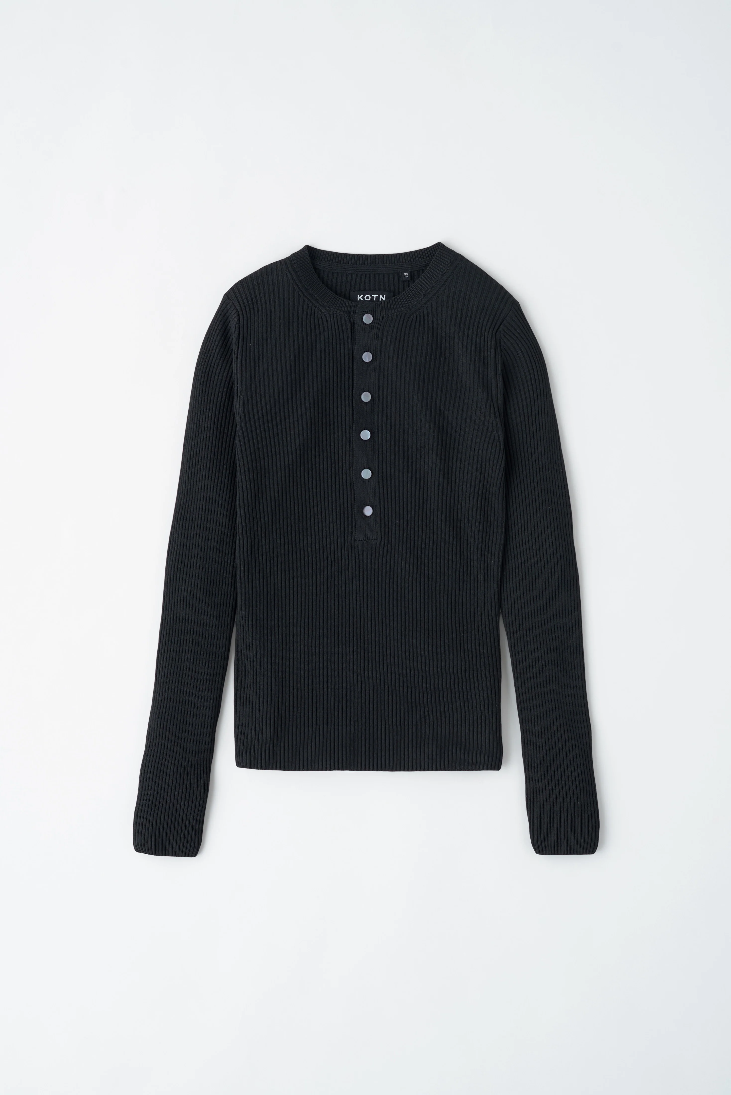 Women's Rib Henley in Black - Image 5