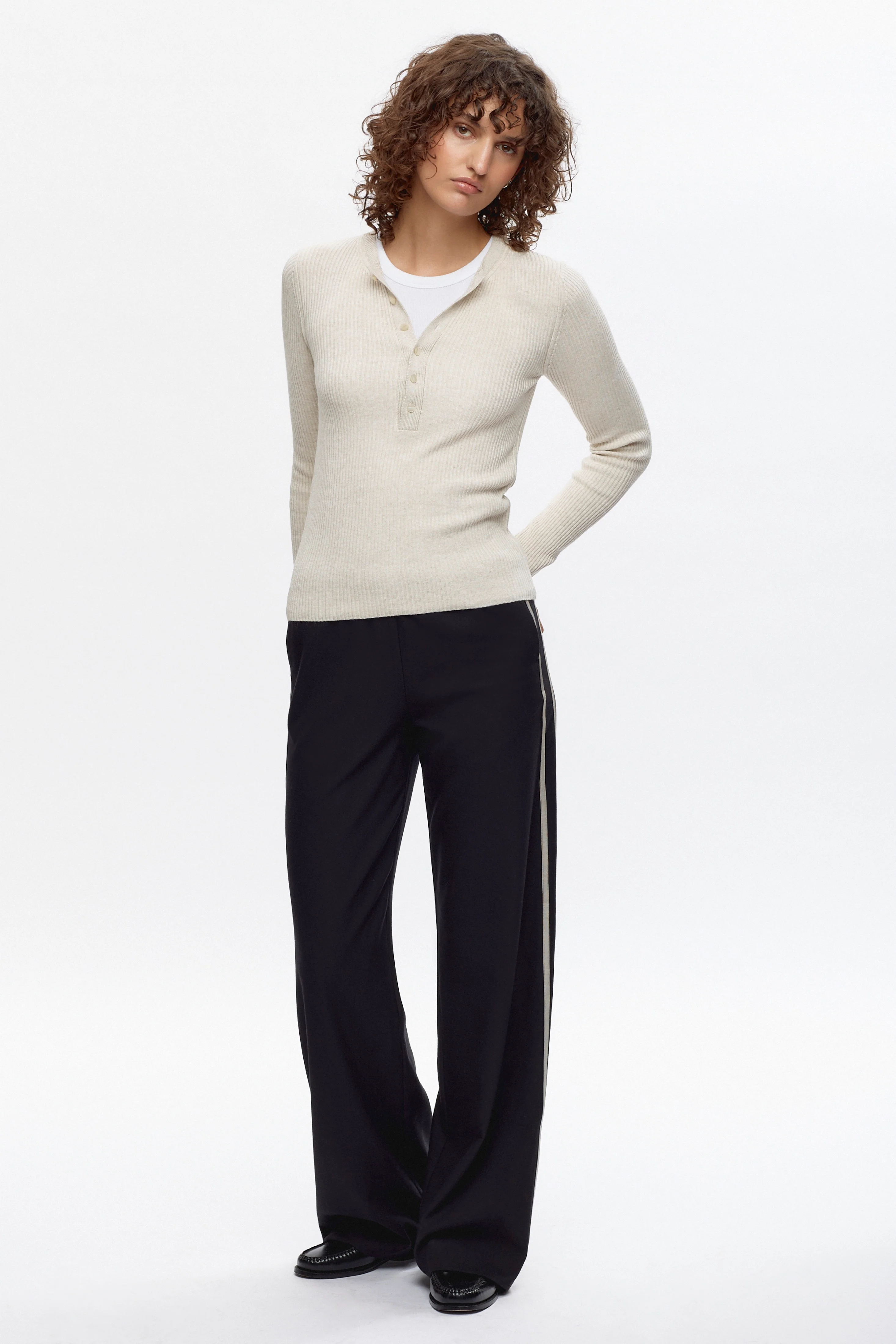 Women's Rib Henley in Natural