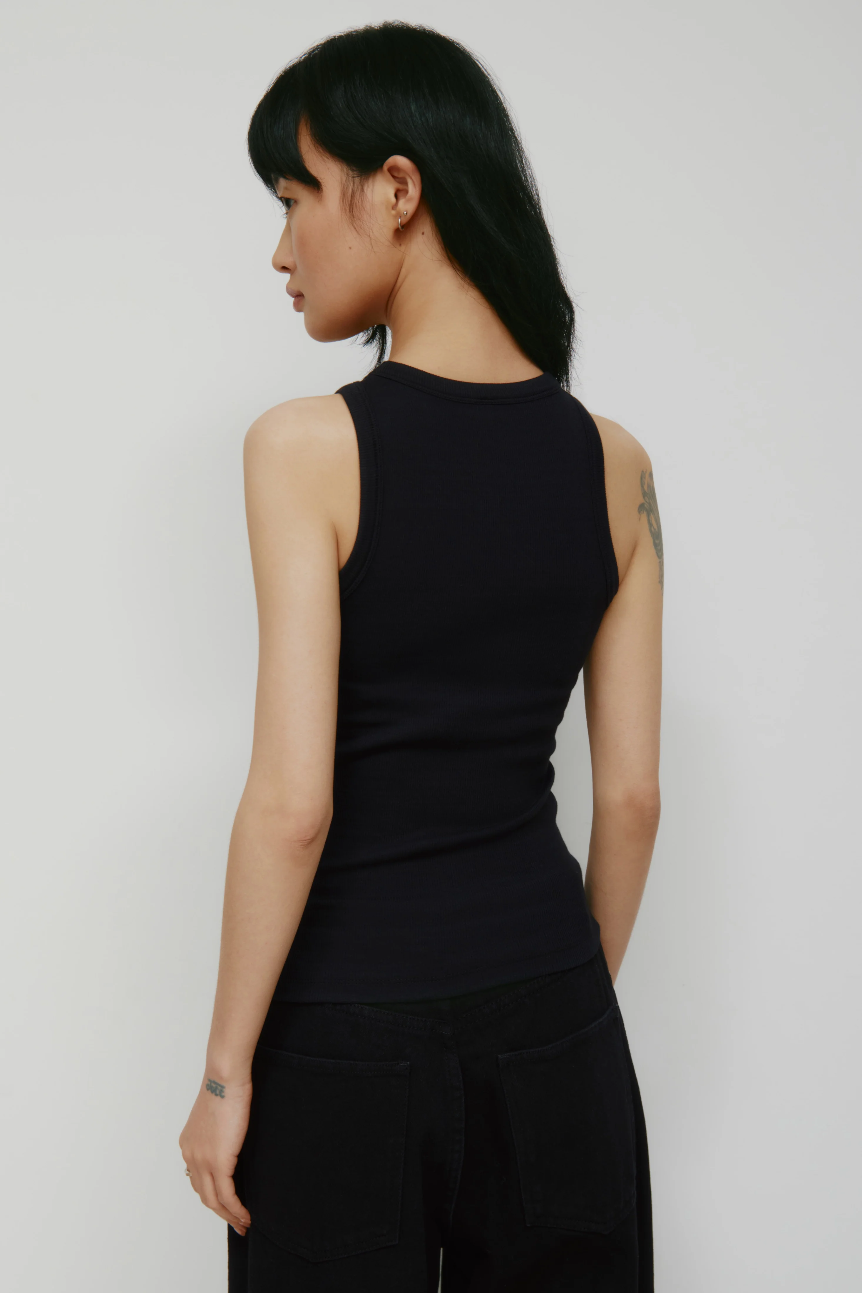 Women's Racer Tank in Black - Image 4
