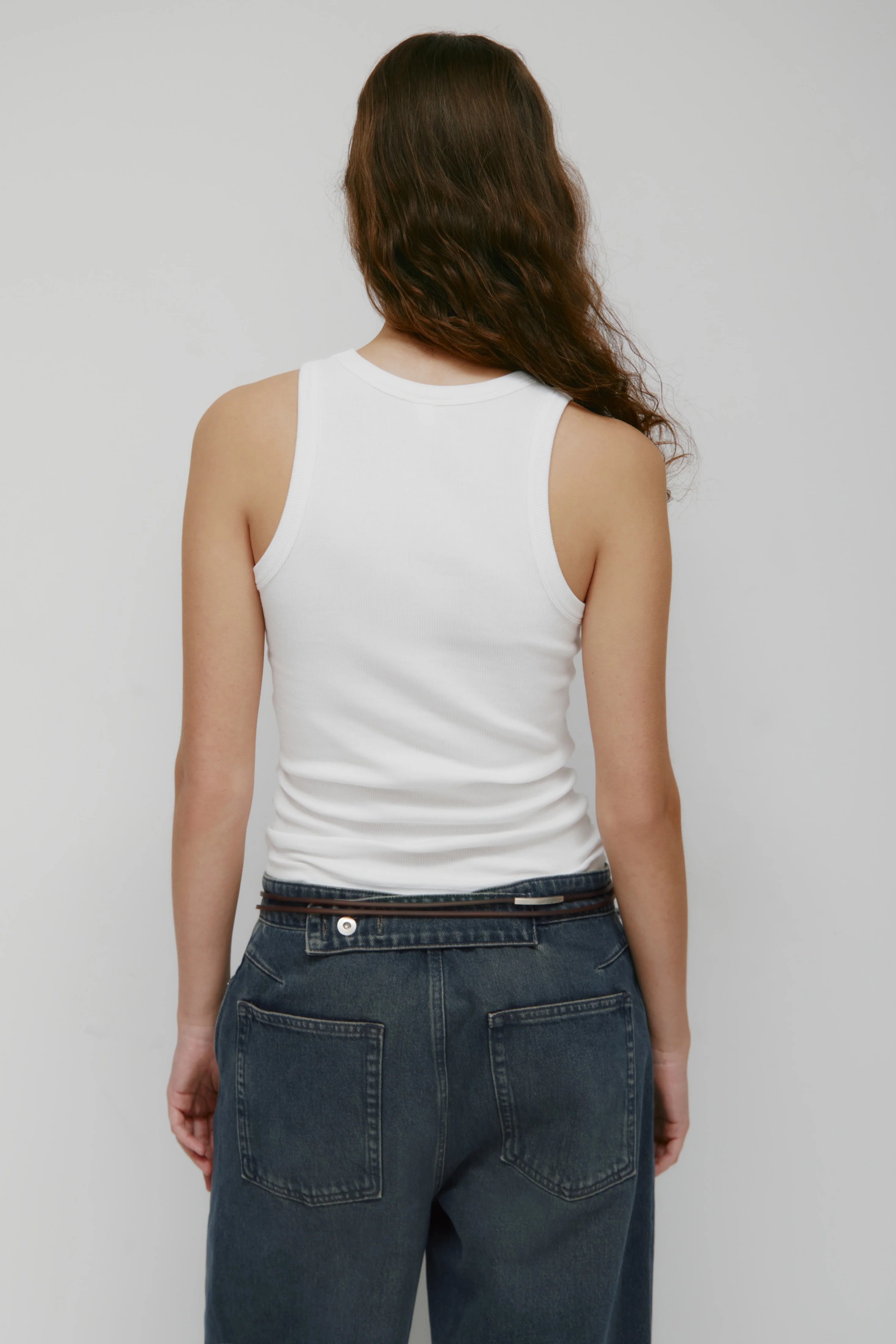 Women's Racer Tank in White - Image 4