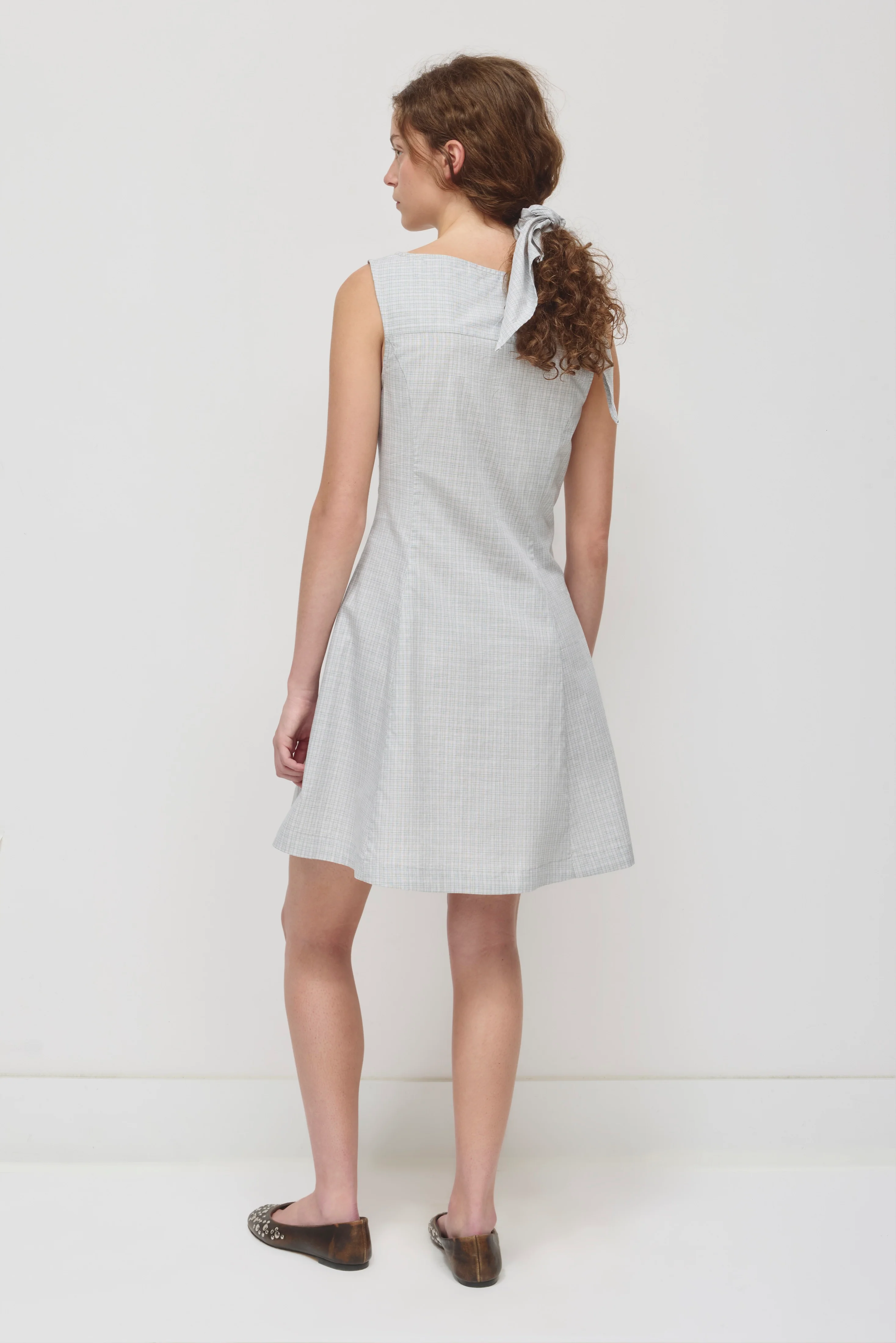 Women's Rima Boatneck Dress in Dune Grass Check - Image 4