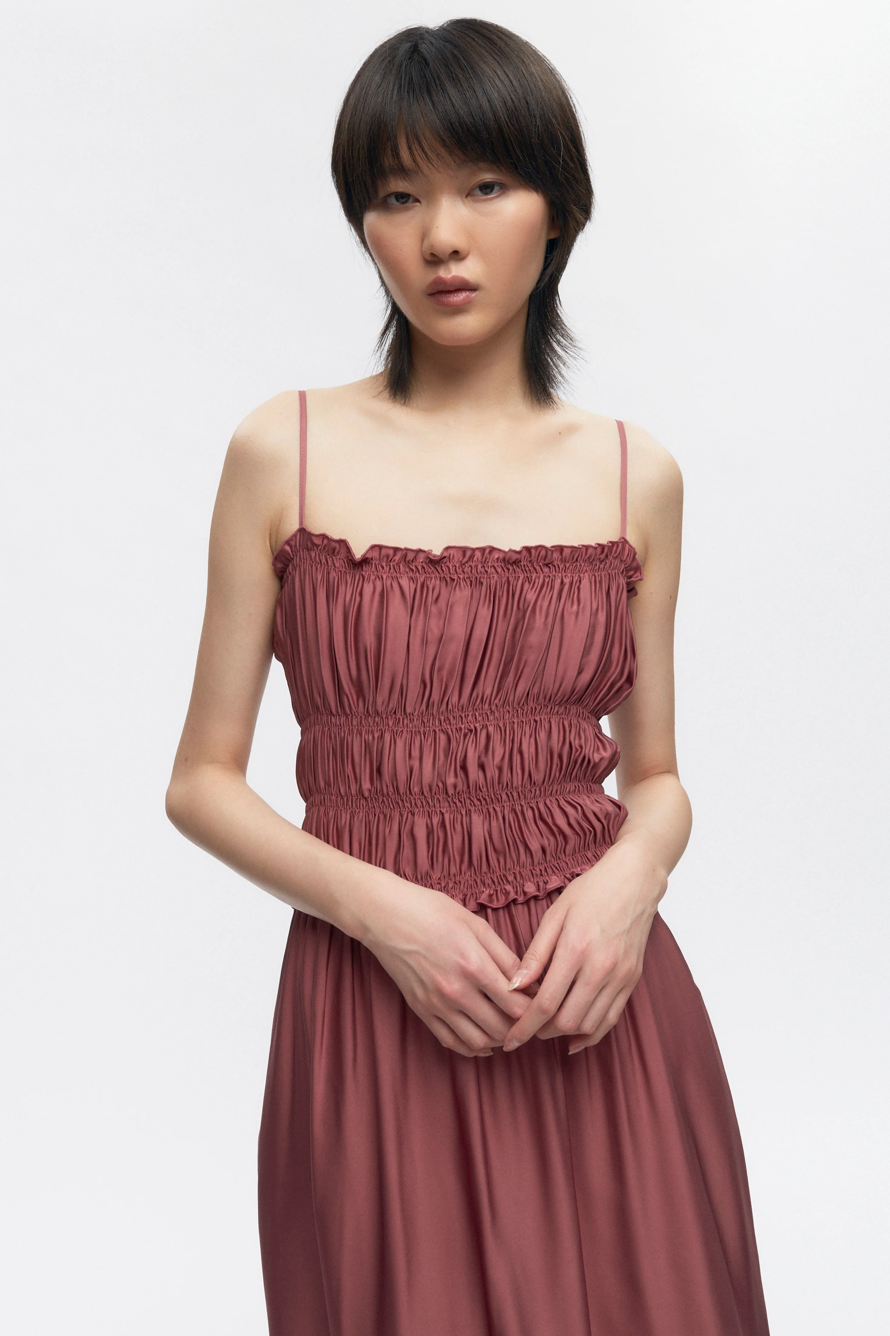 Women's Ruffle Dress in Dusty Rose - Image 2