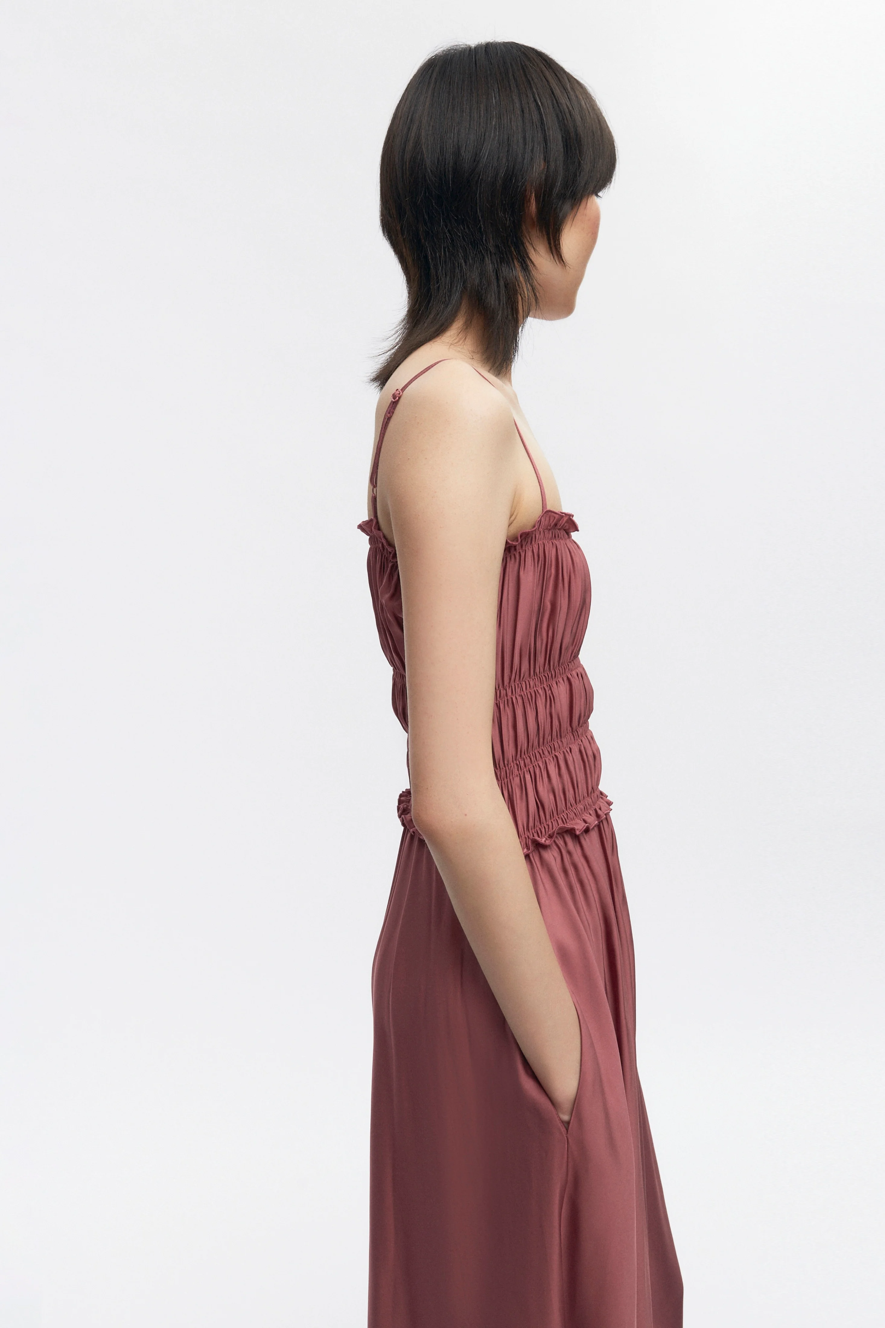 Women's Ruffle Dress in Dusty Rose - Image 3