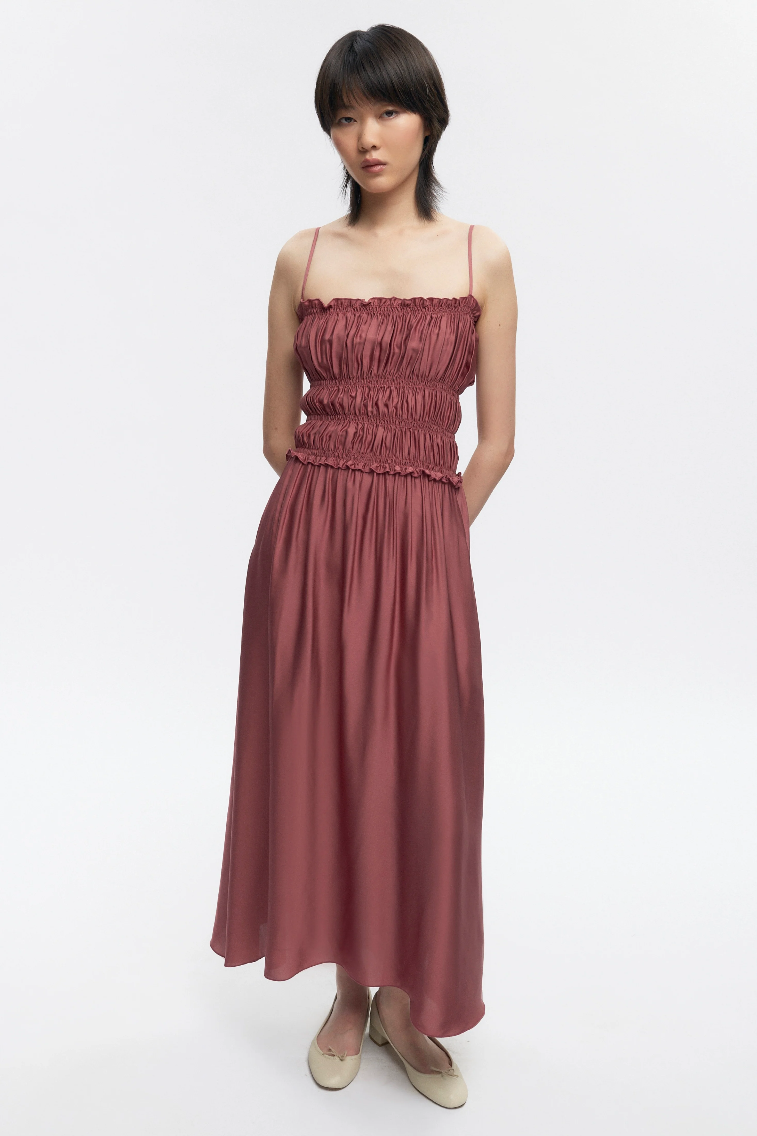 Women's Ruffle Dress in Dusty Rose - Image 5