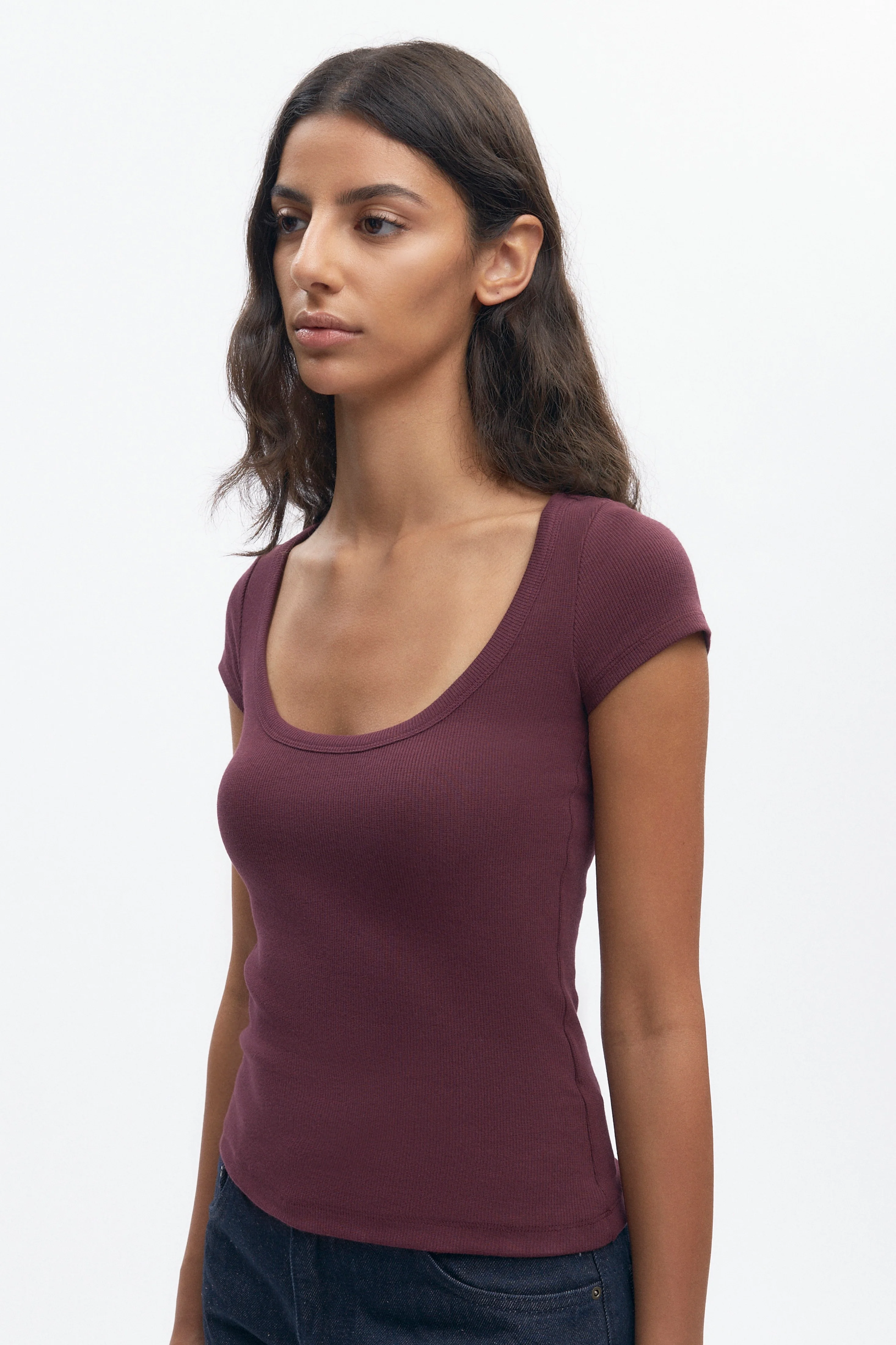 Women's Scoop Tee in Plum - Image 2