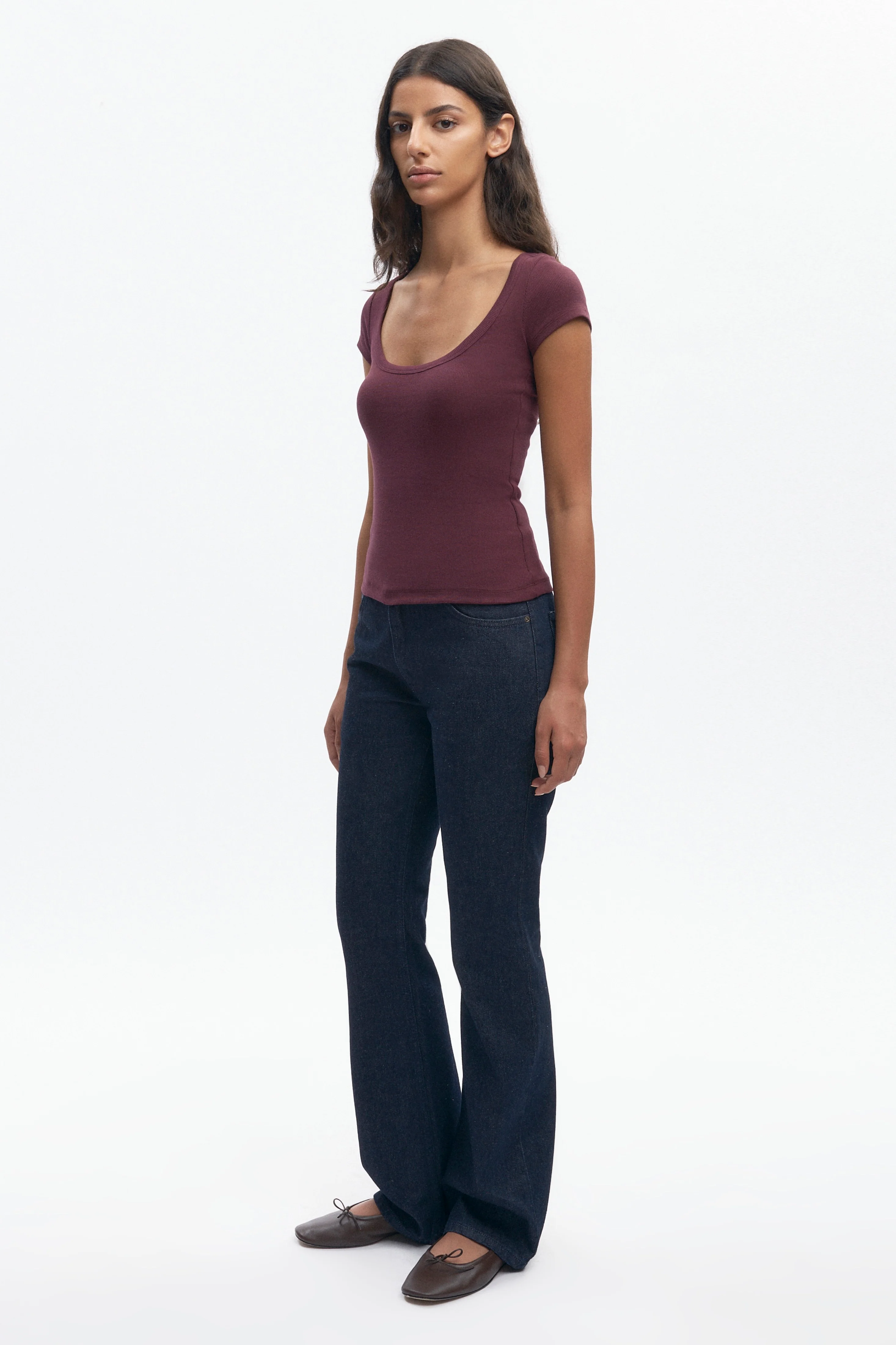 Women's Scoop Tee in Plum - Image 5