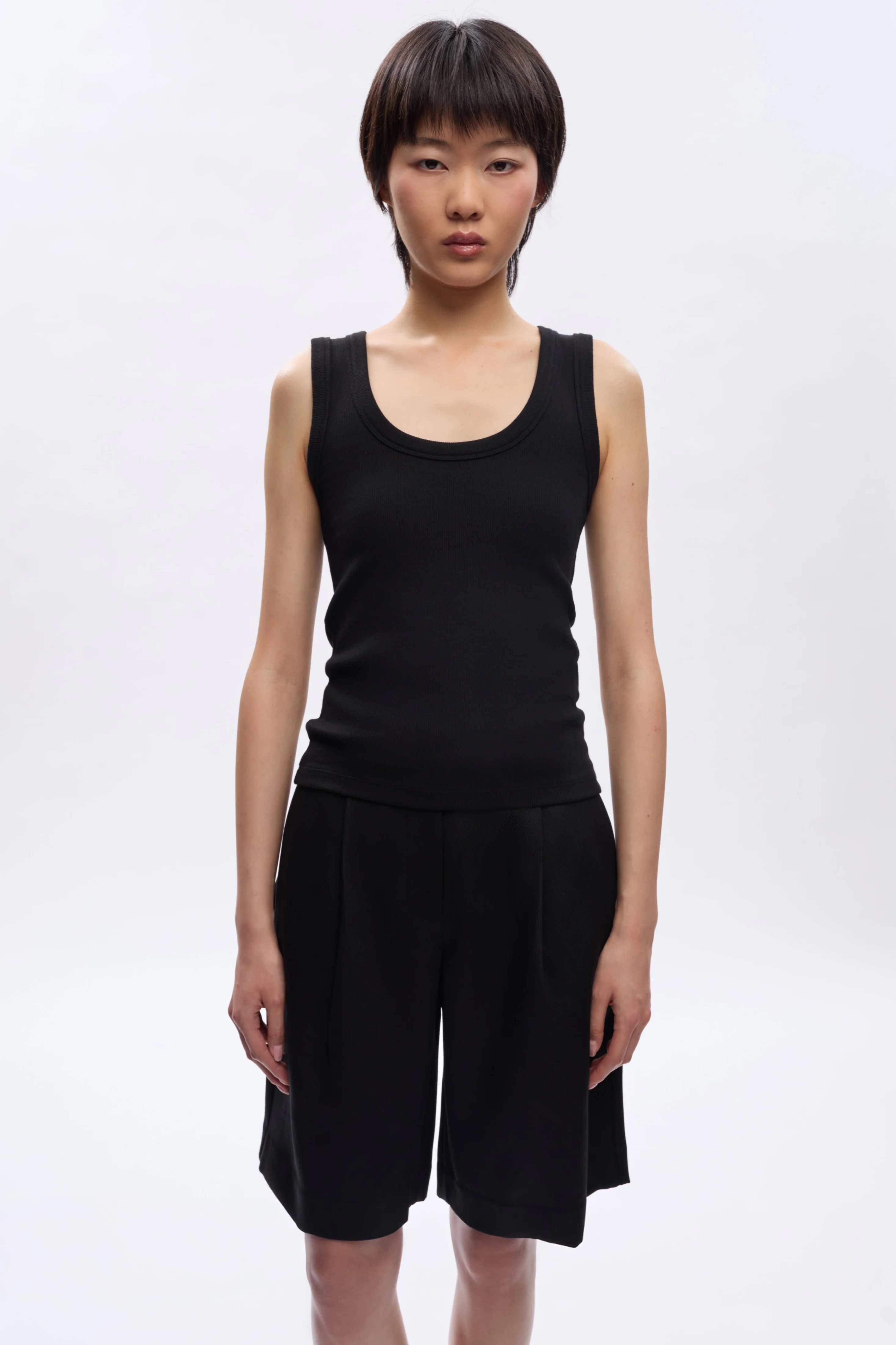 Women's Set Tank in Black - Image 2