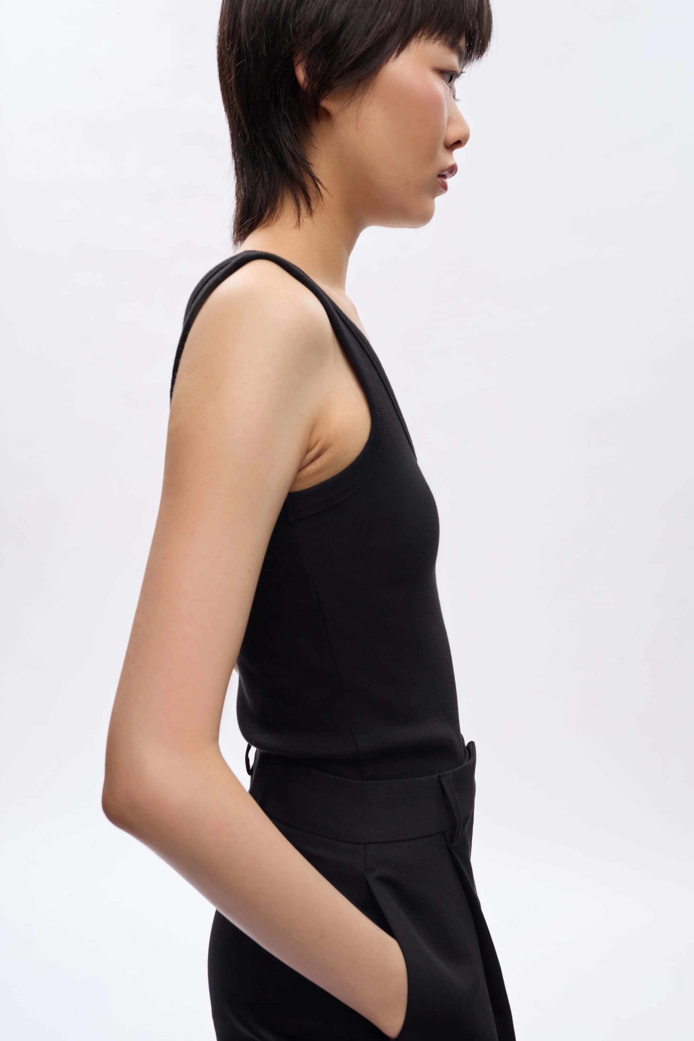 Women's Set Tank in Black - Image 3