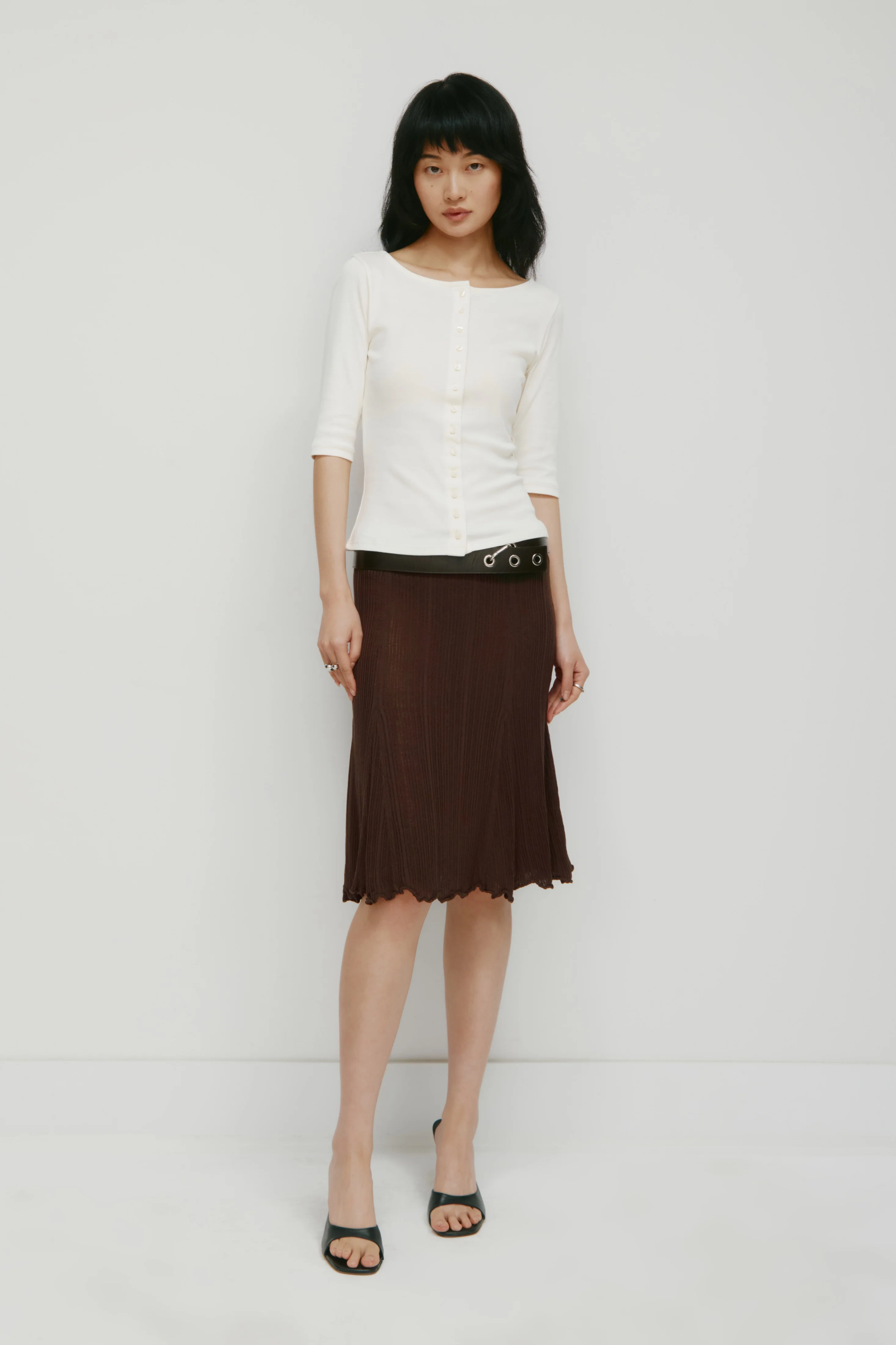 Women's Shortsleeve Cardigan in Marshmallow - Image 3