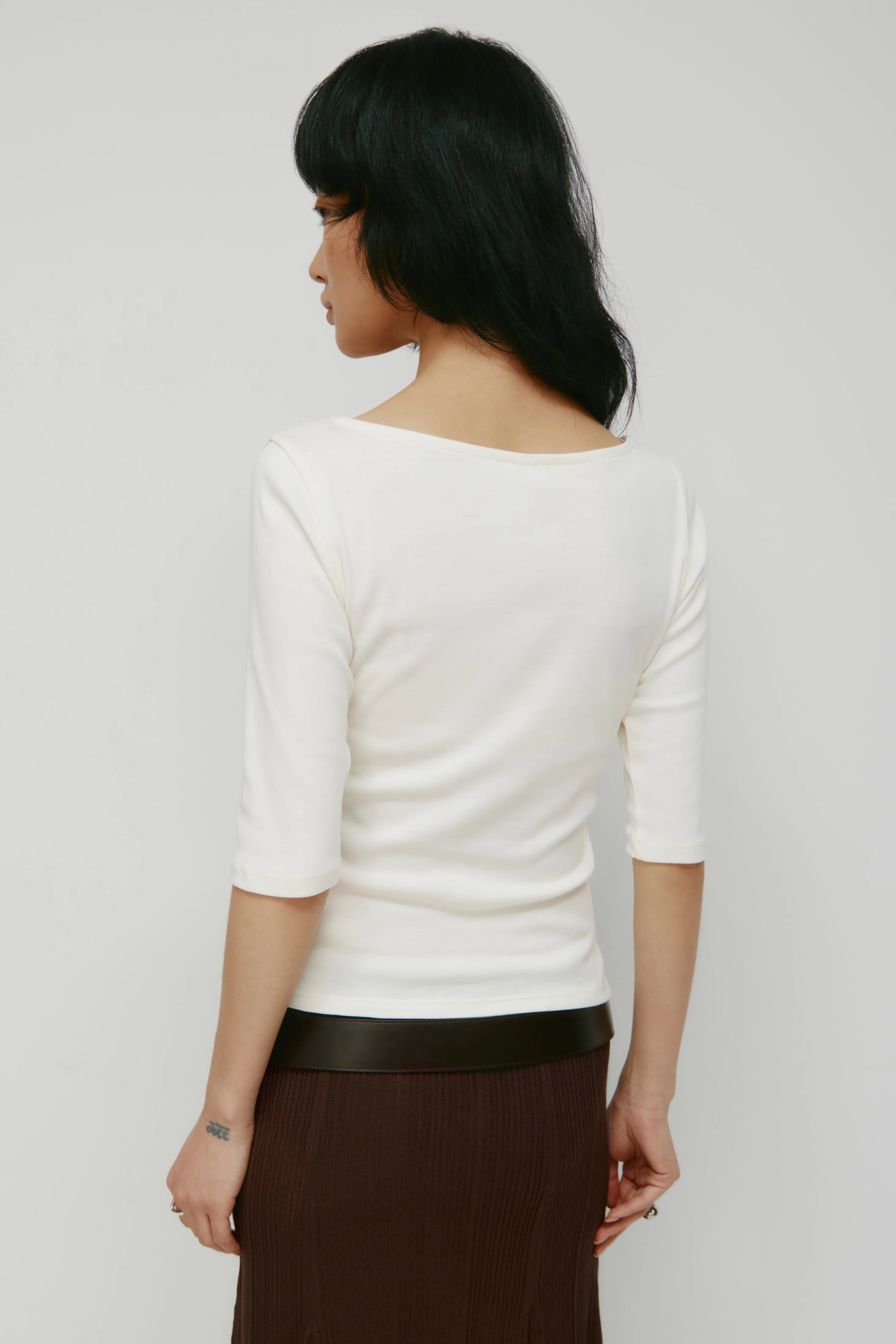Women's Shortsleeve Cardigan in Marshmallow - Image 5