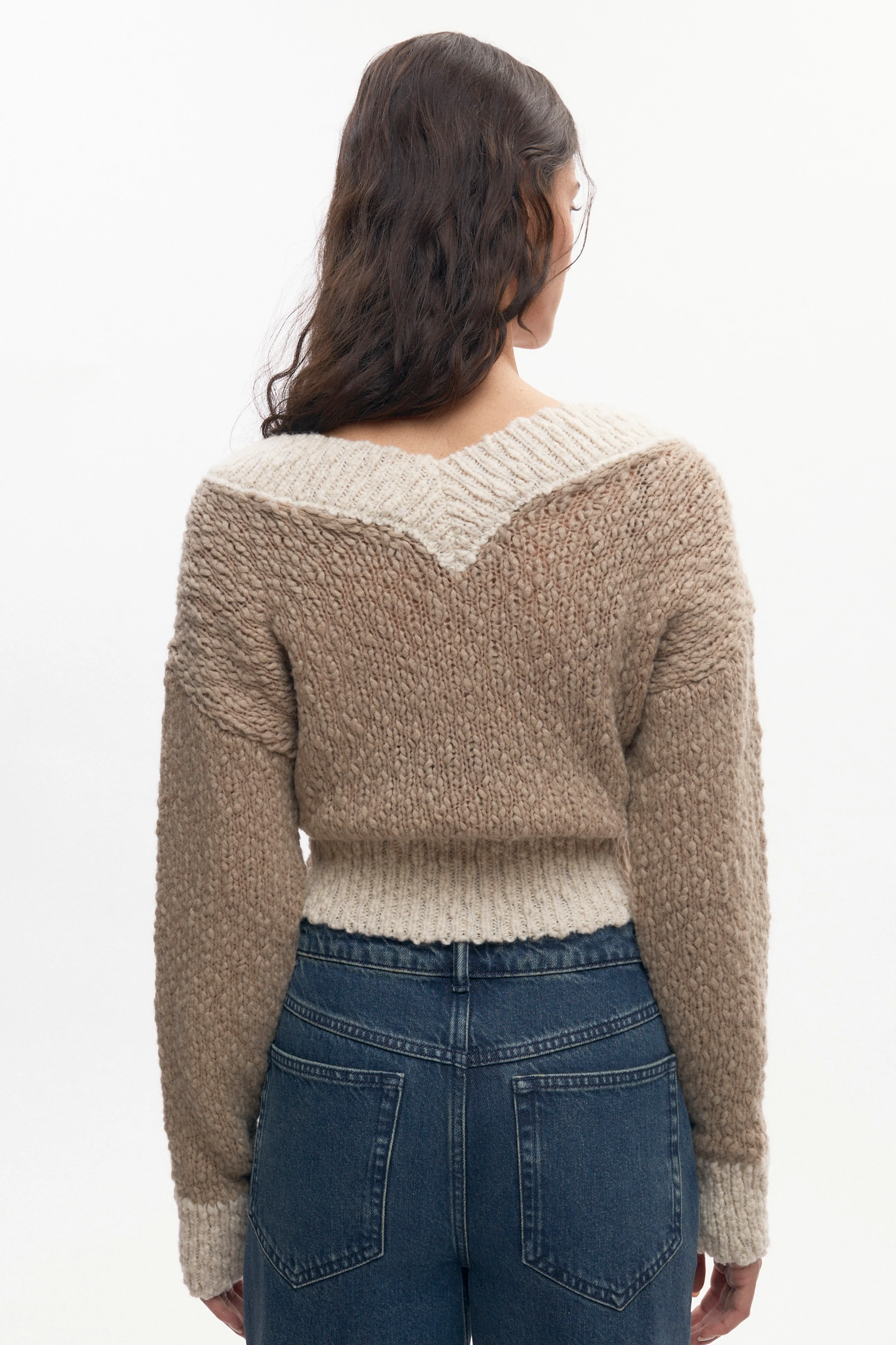 Women's Sia V-neck Sweater in Dove/Marshmallow - Image 4