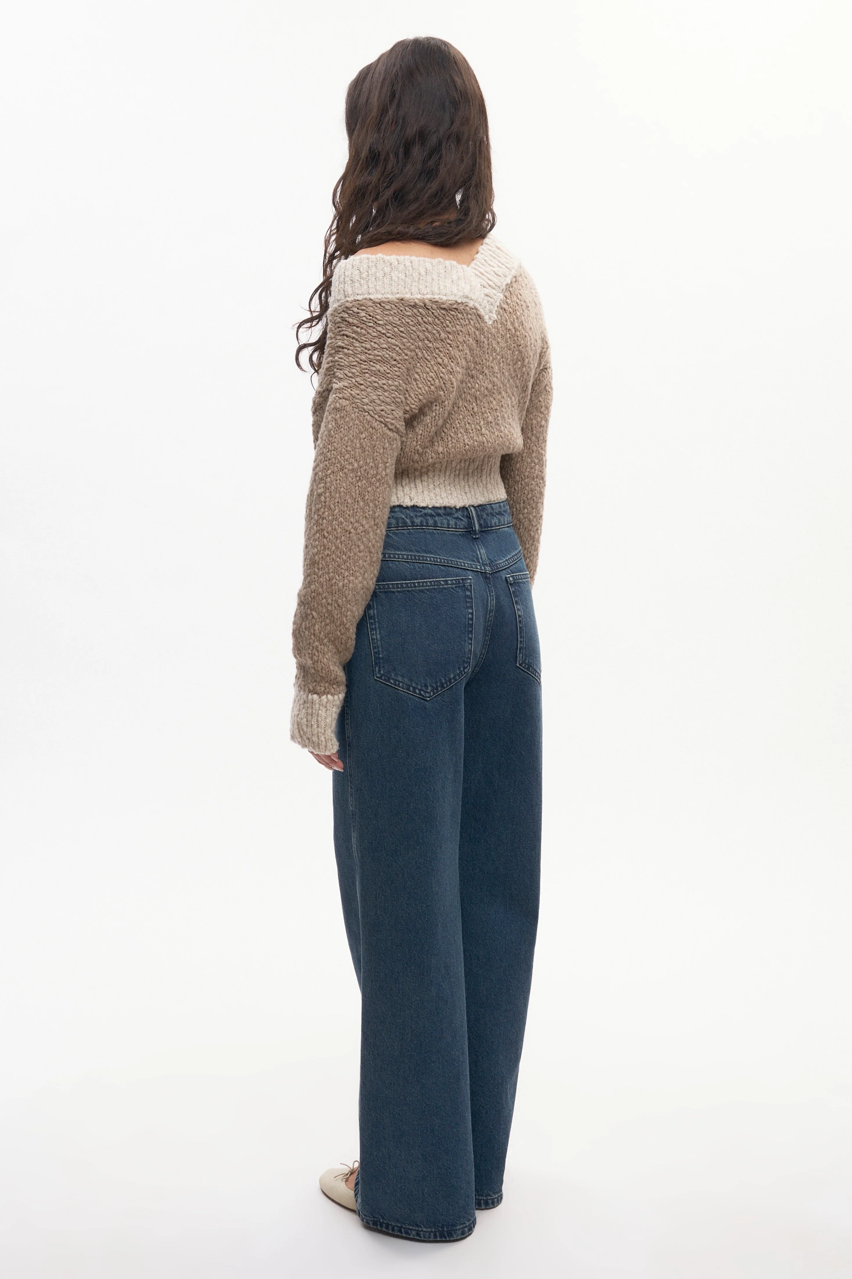 Women's Sia V-neck Sweater in Dove/Marshmallow - Image 6