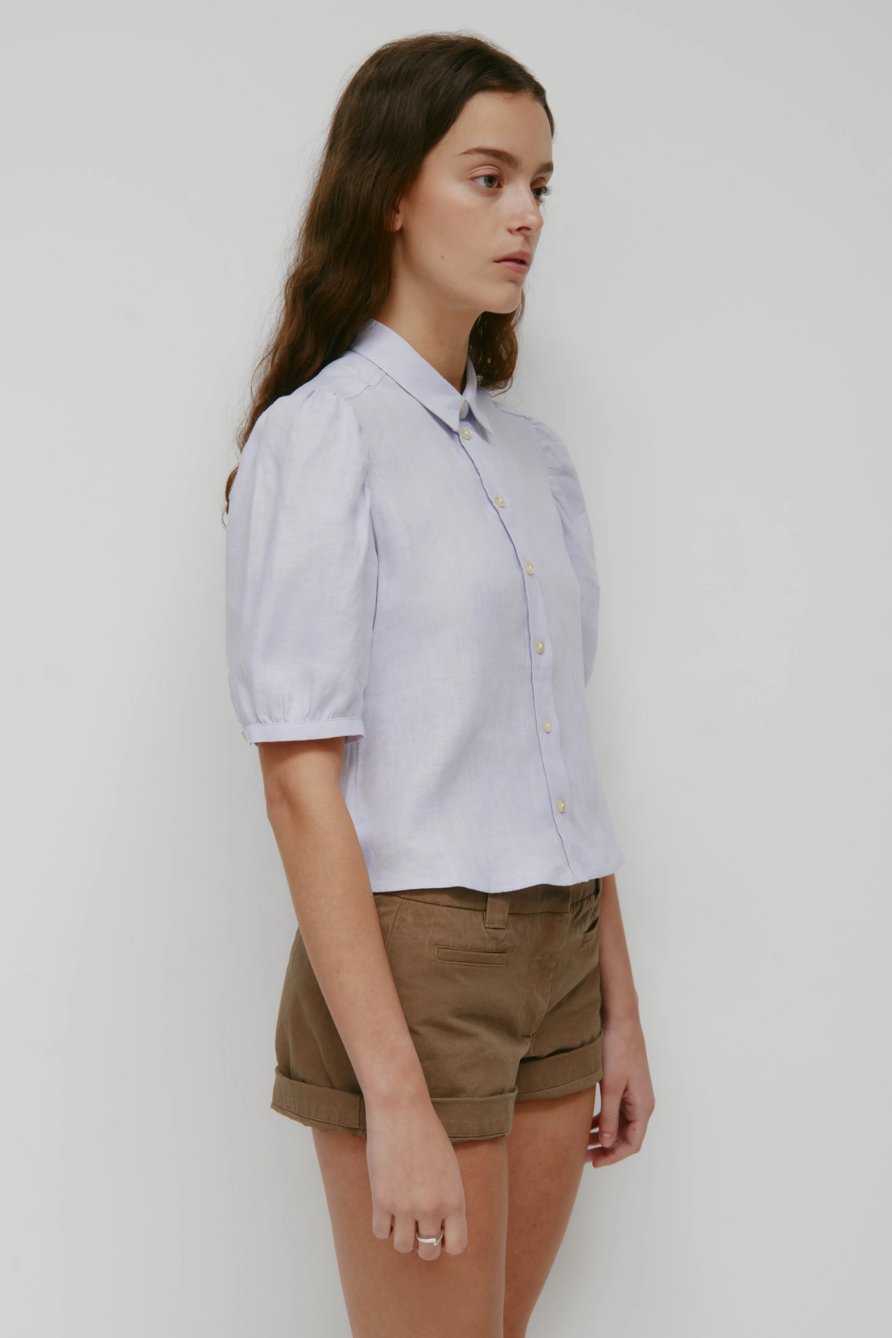 Women's Sila Linen Blouse in Thistle - Image 3