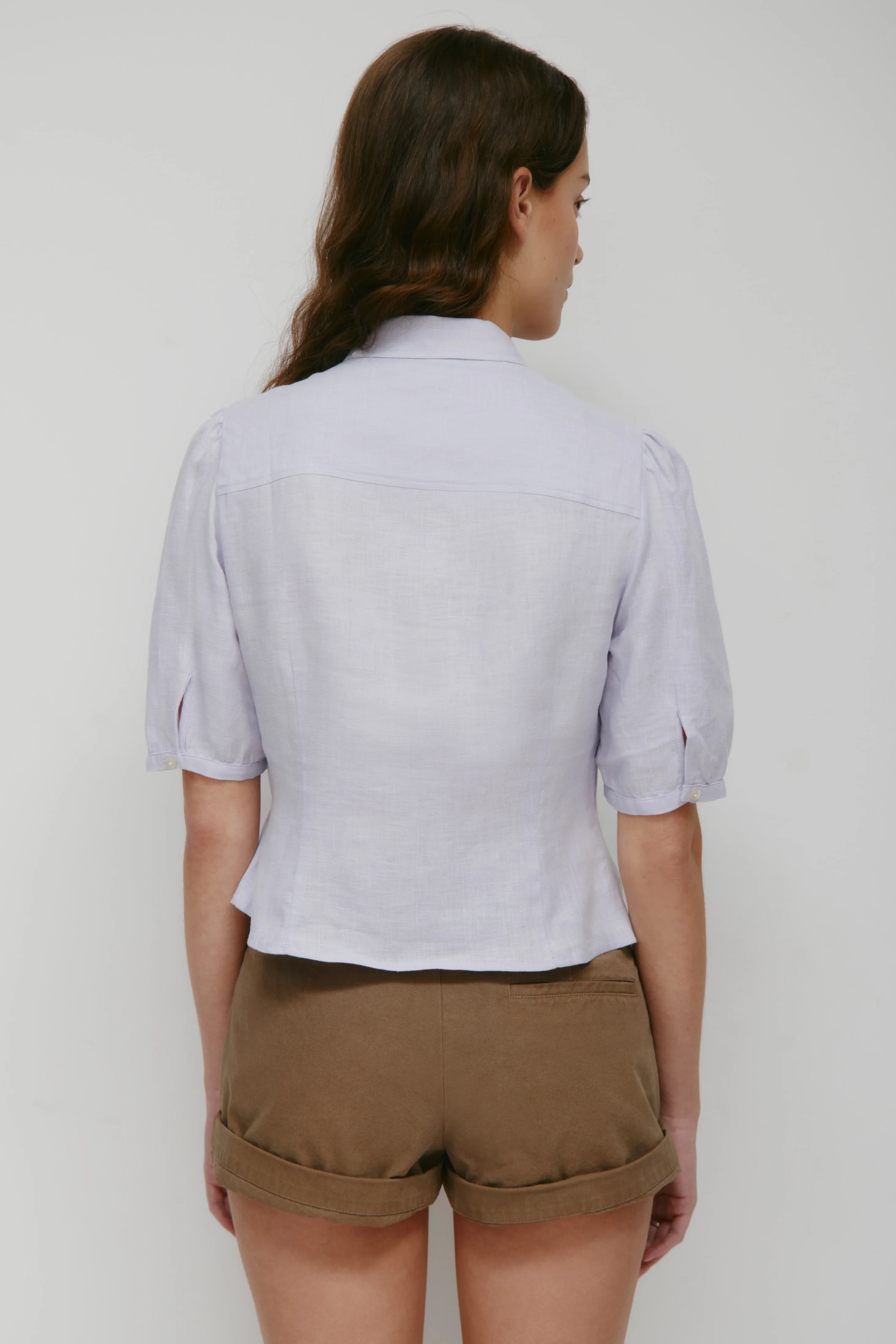 Women's Sila Linen Blouse in Thistle - Image 4