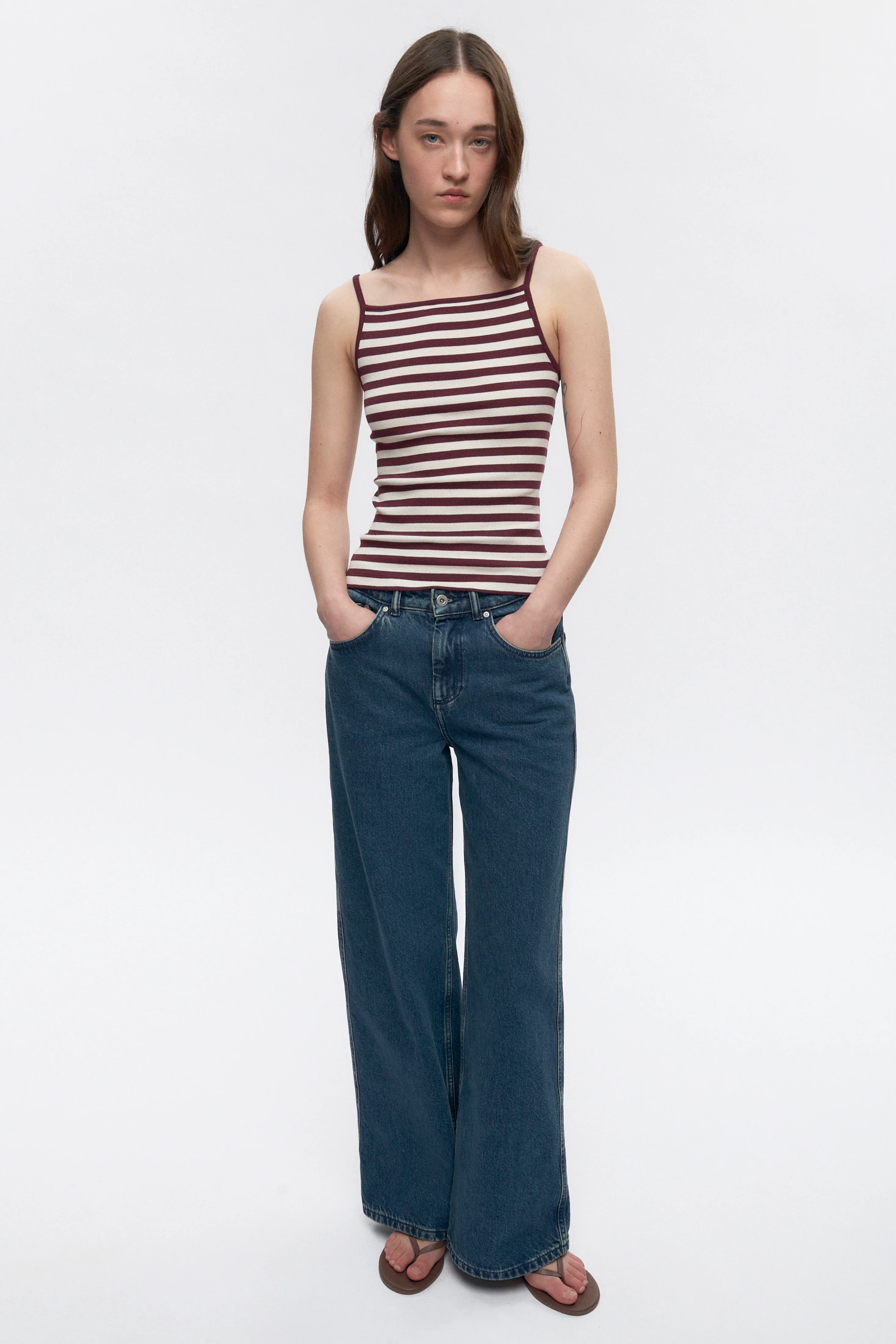 Women's Siwa Tank in Plum/Marshmallow Stripe - Image 4