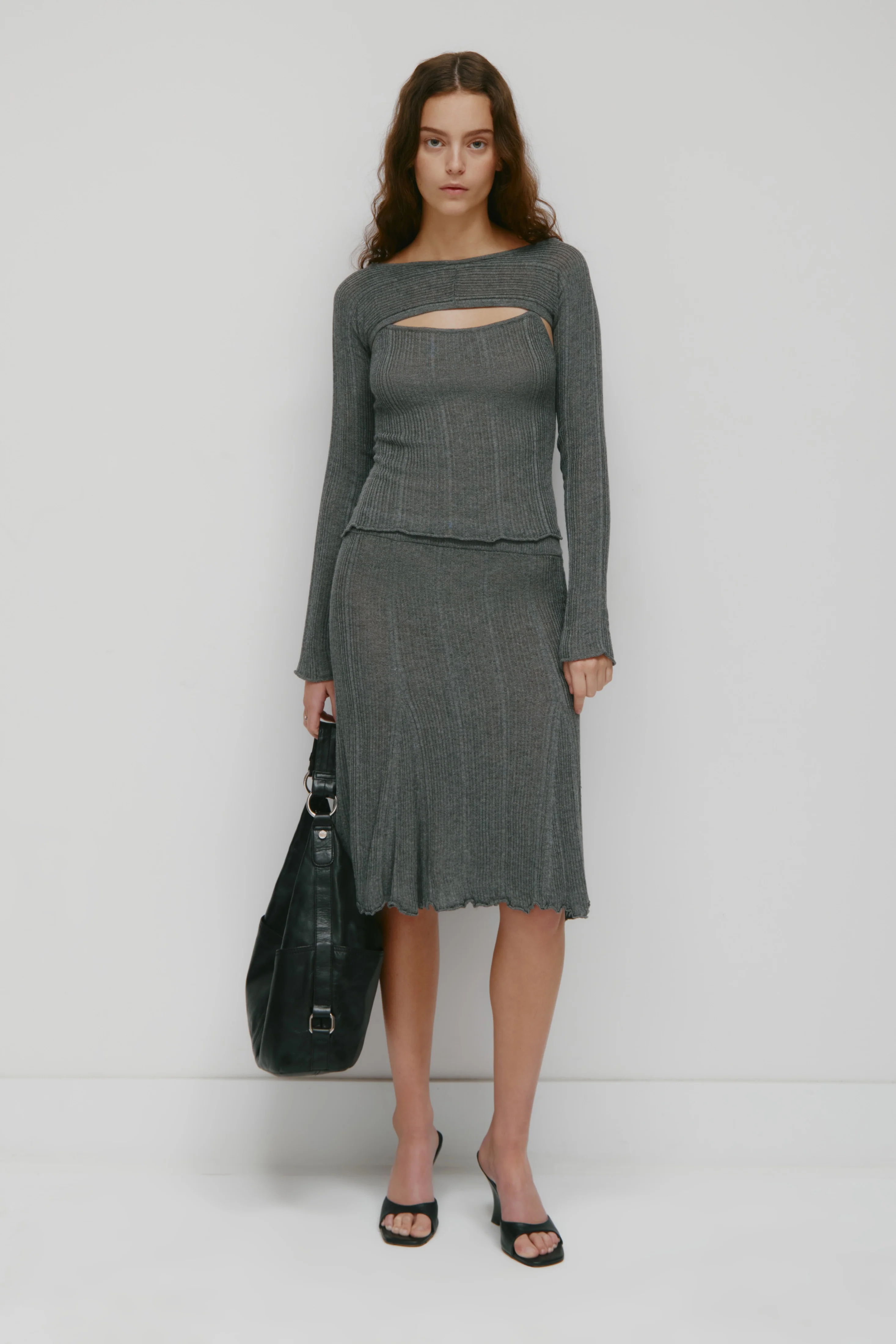 Women's Solis Ribbed Knit 2-in-1 in Charcoal Mix - Image 3