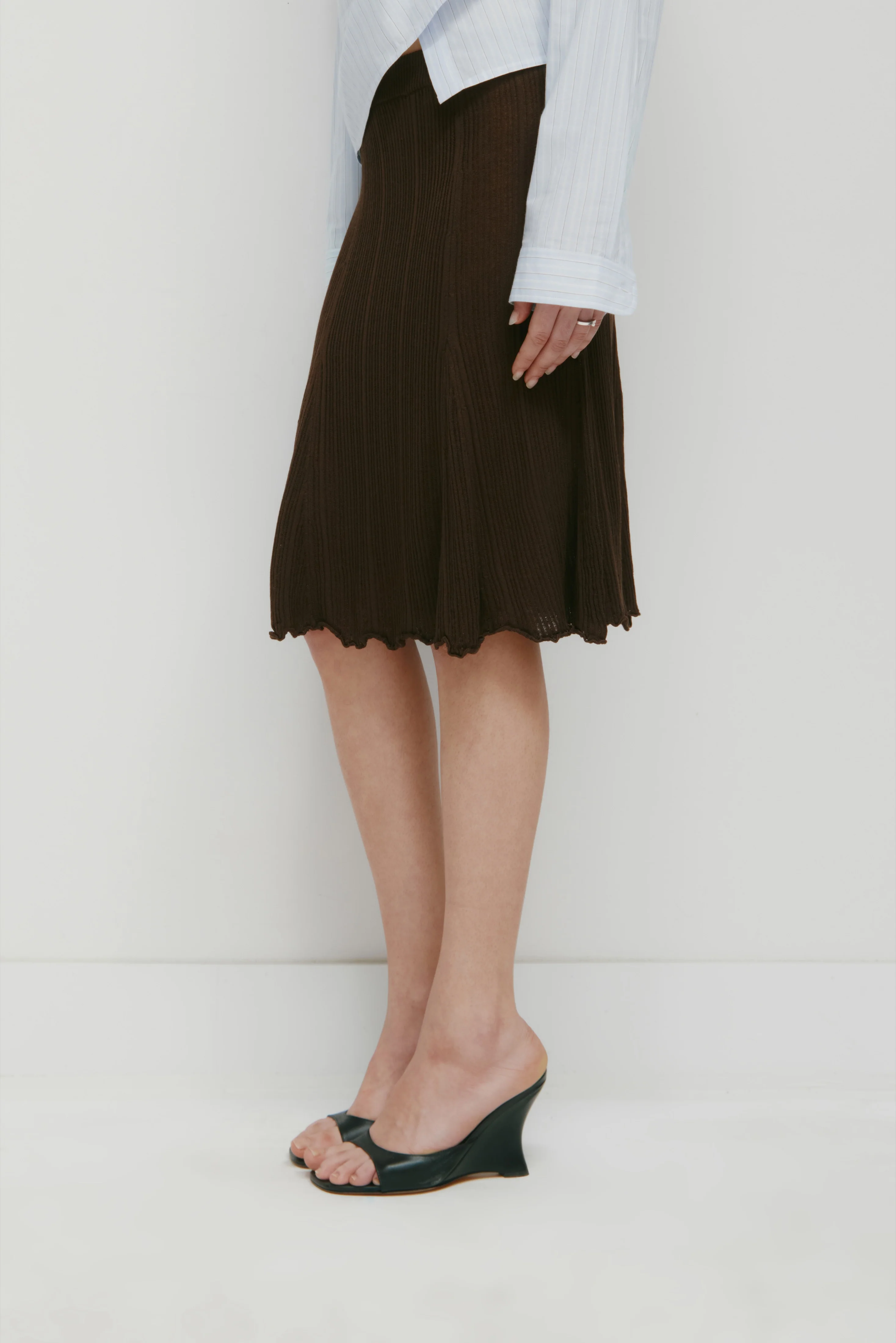 Women's Solis Ribbed Knit Skirt in Cocoa - Image 3