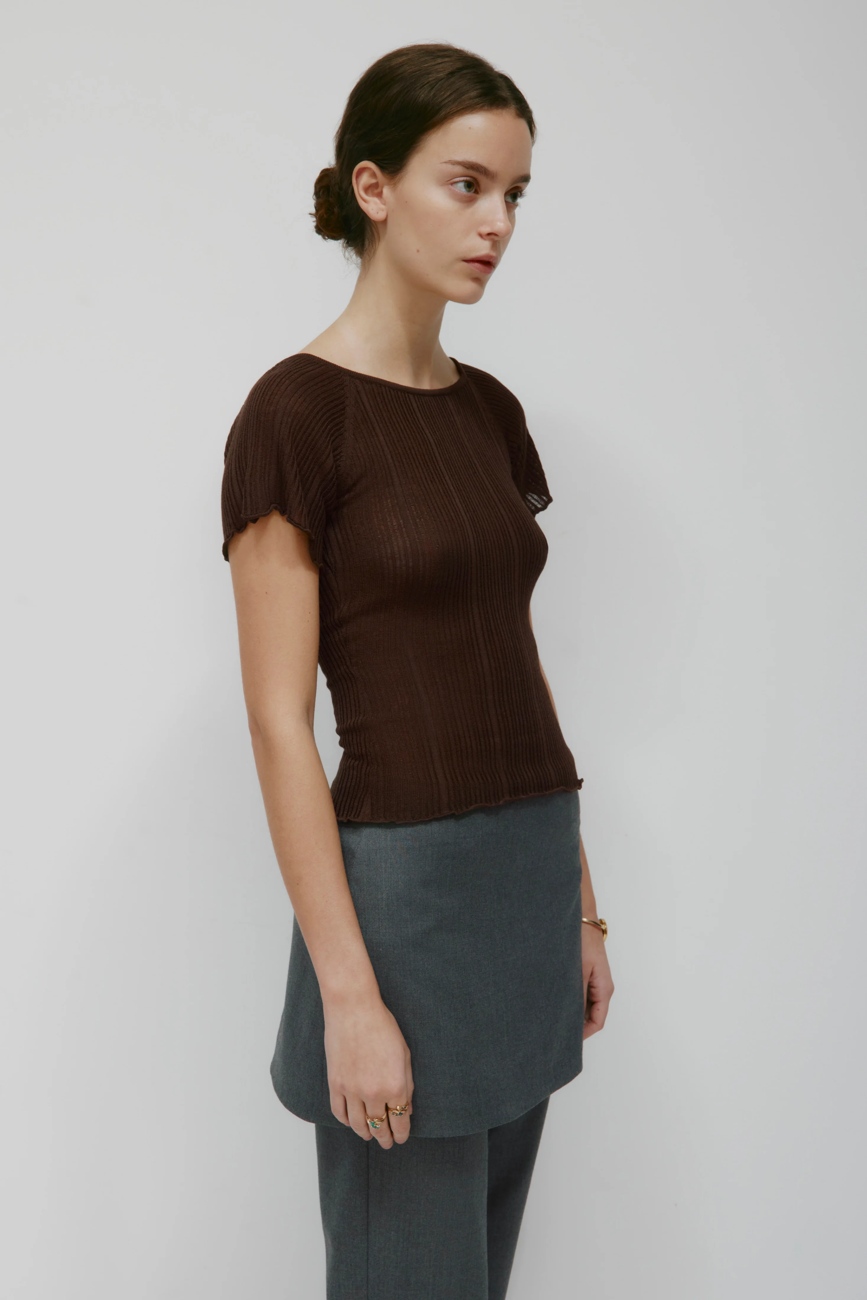 Women's Solis Ribbed Knit Top in Cocoa - Image 3