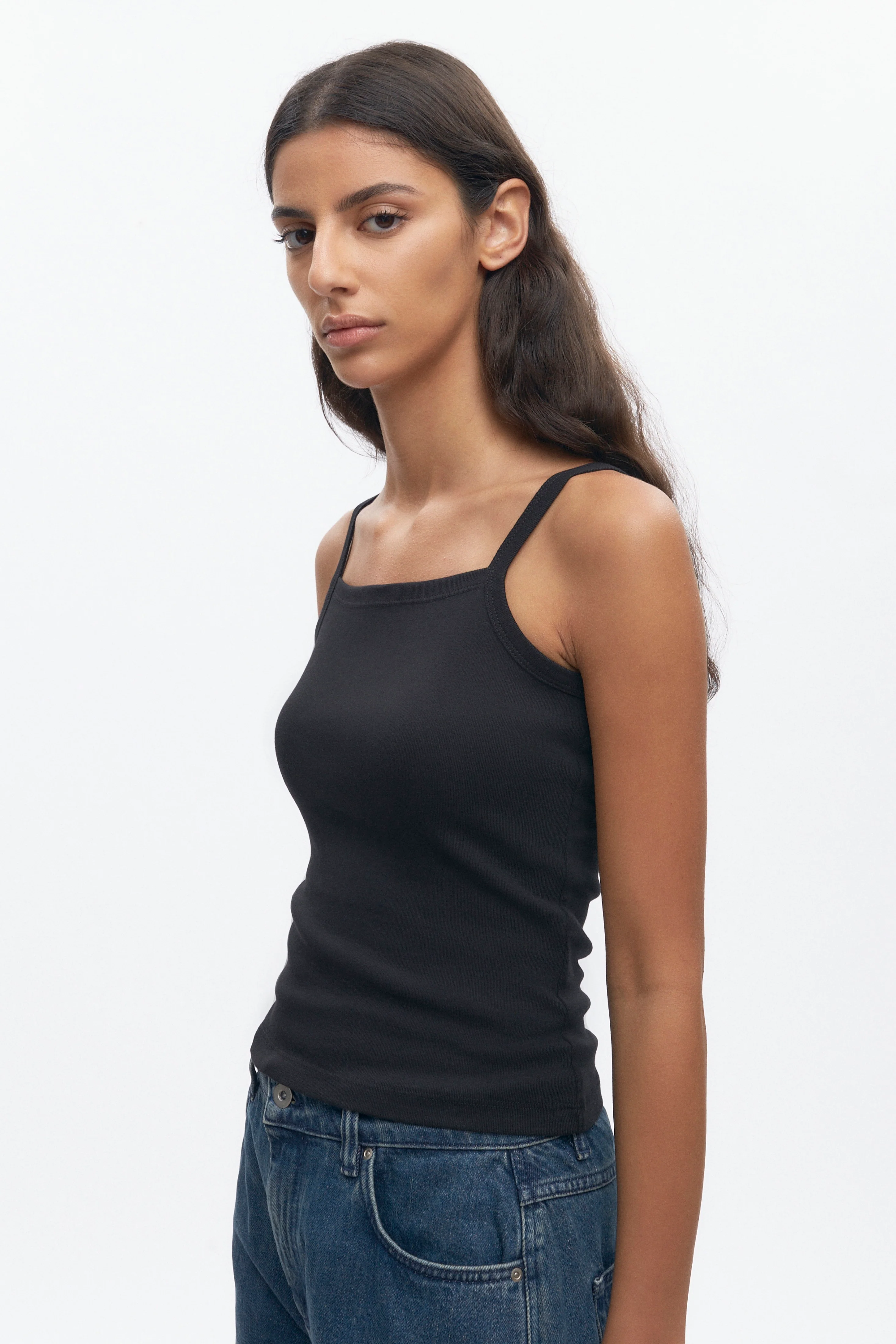 Women's Squared Cami in Black - Image 3