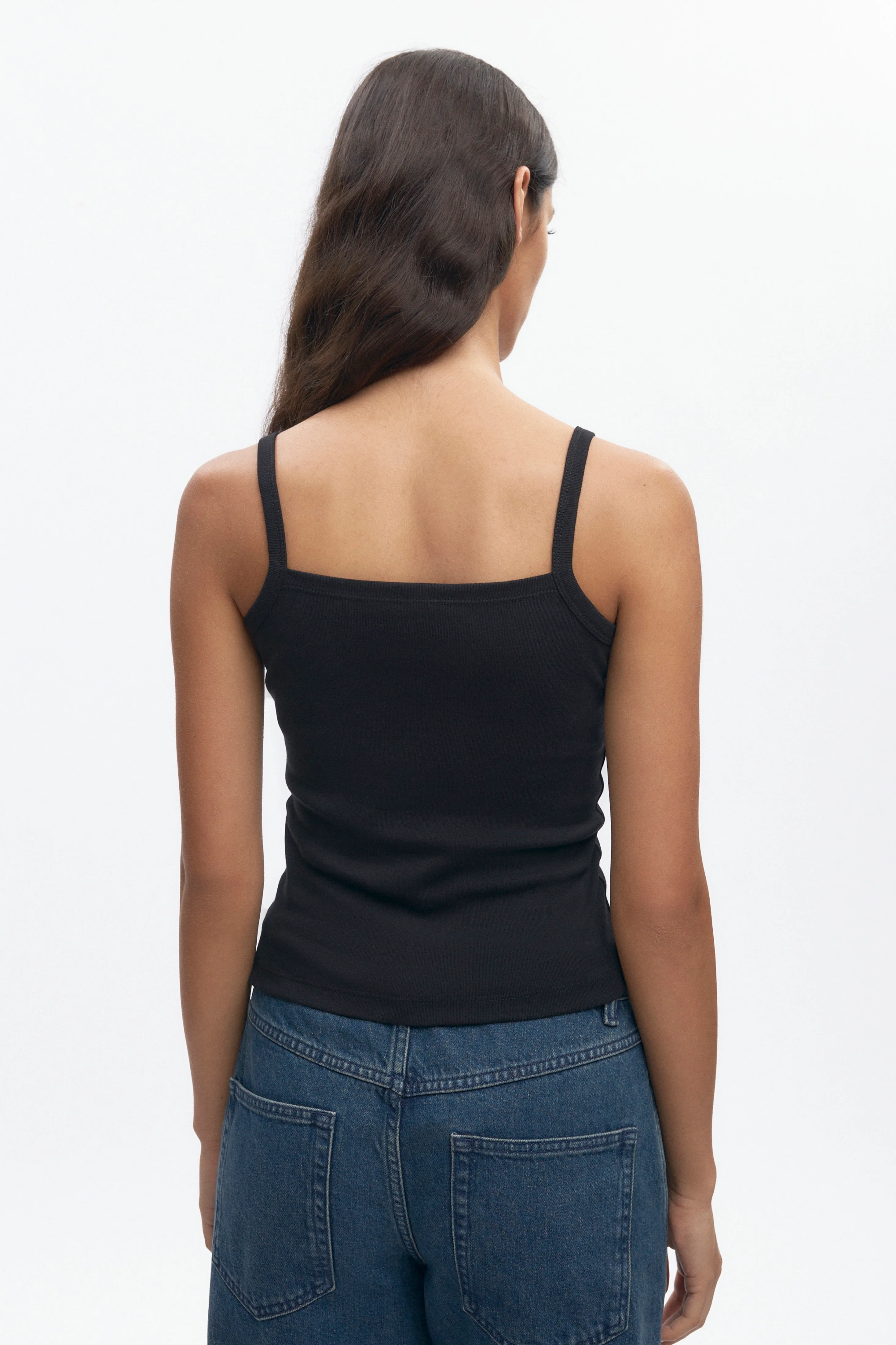 Women's Squared Cami in Black - Image 4