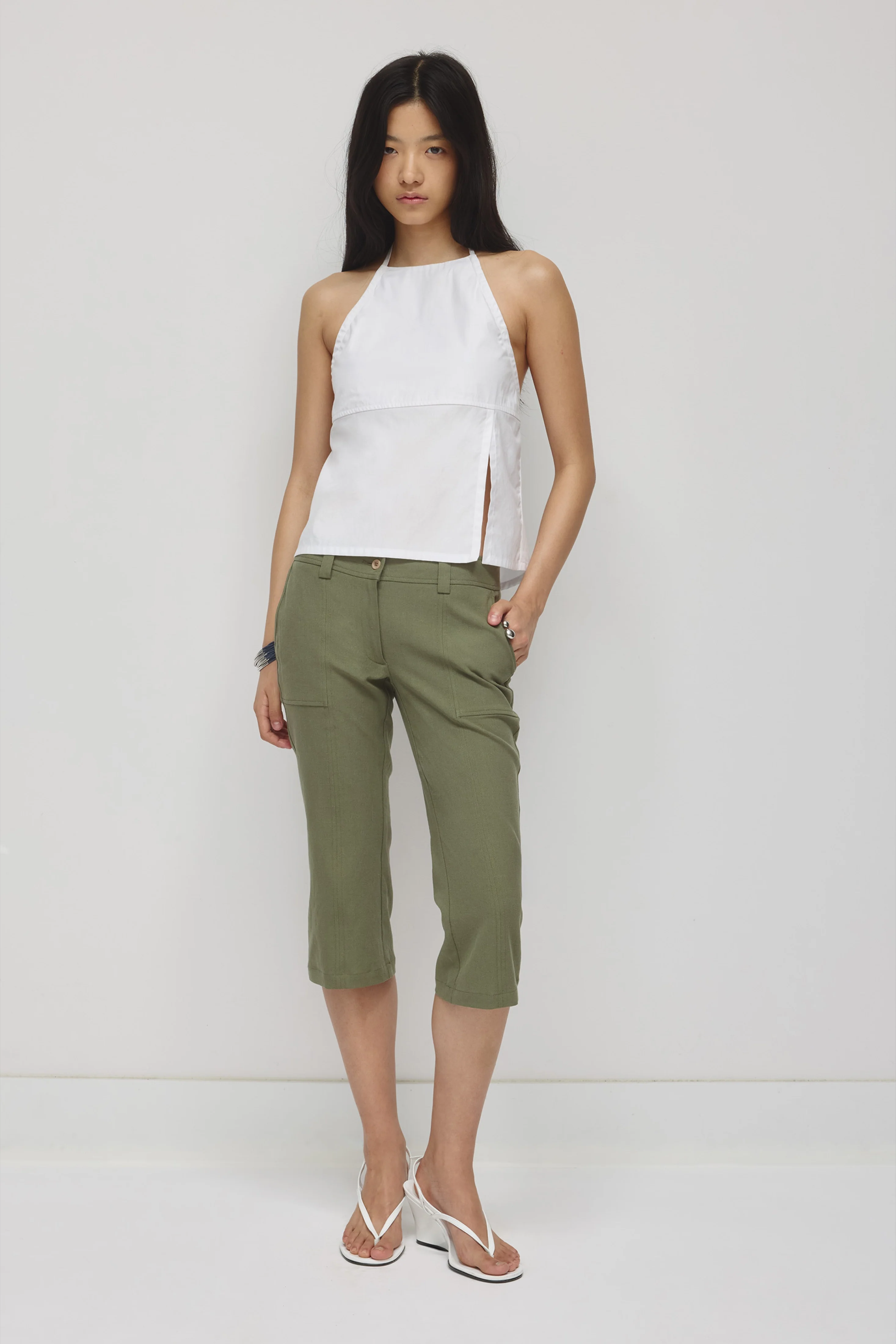 Women's Tala Apron Halter in White - Image 3