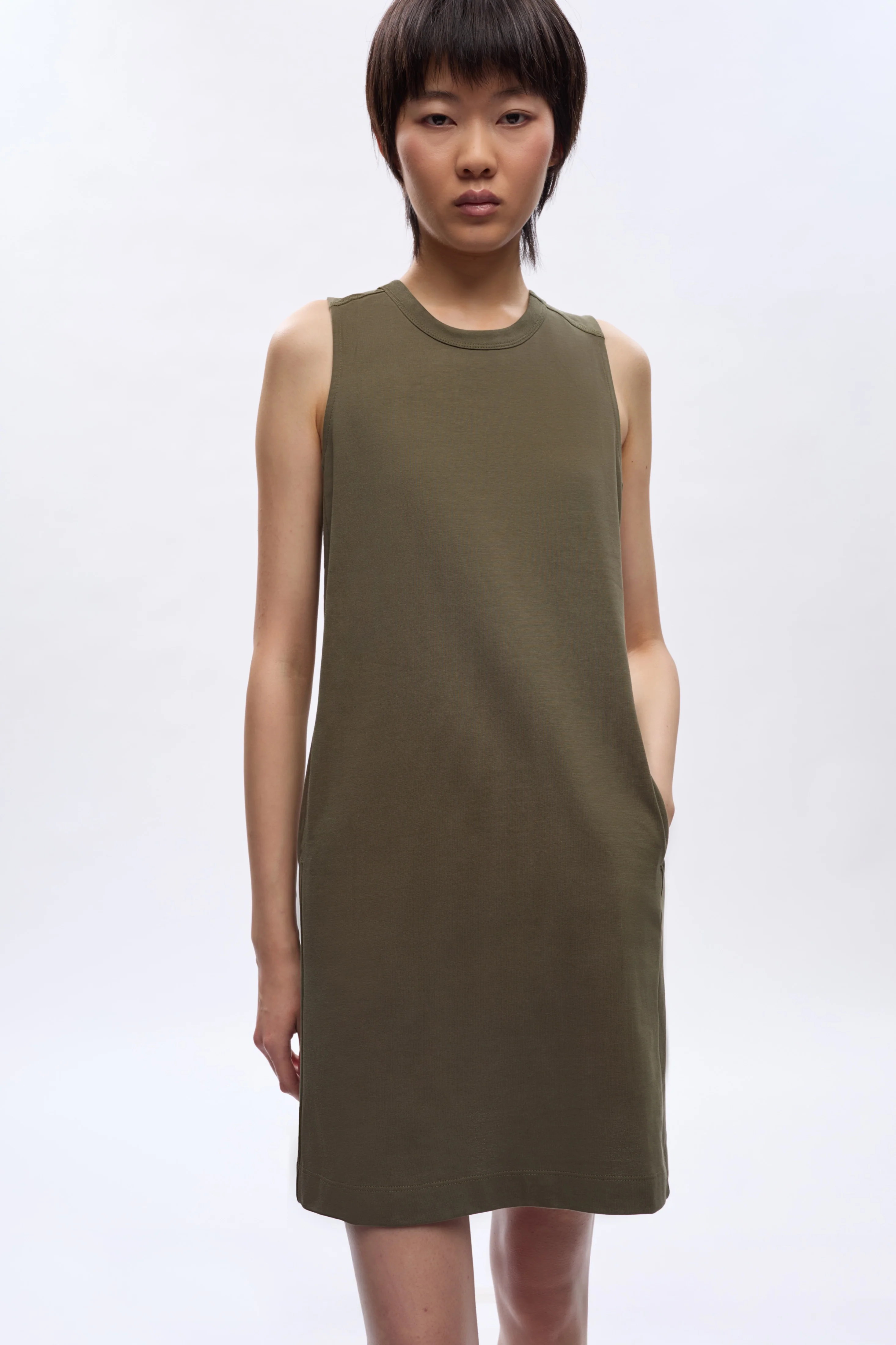 Women's Tank Dress in Olive - Image 2