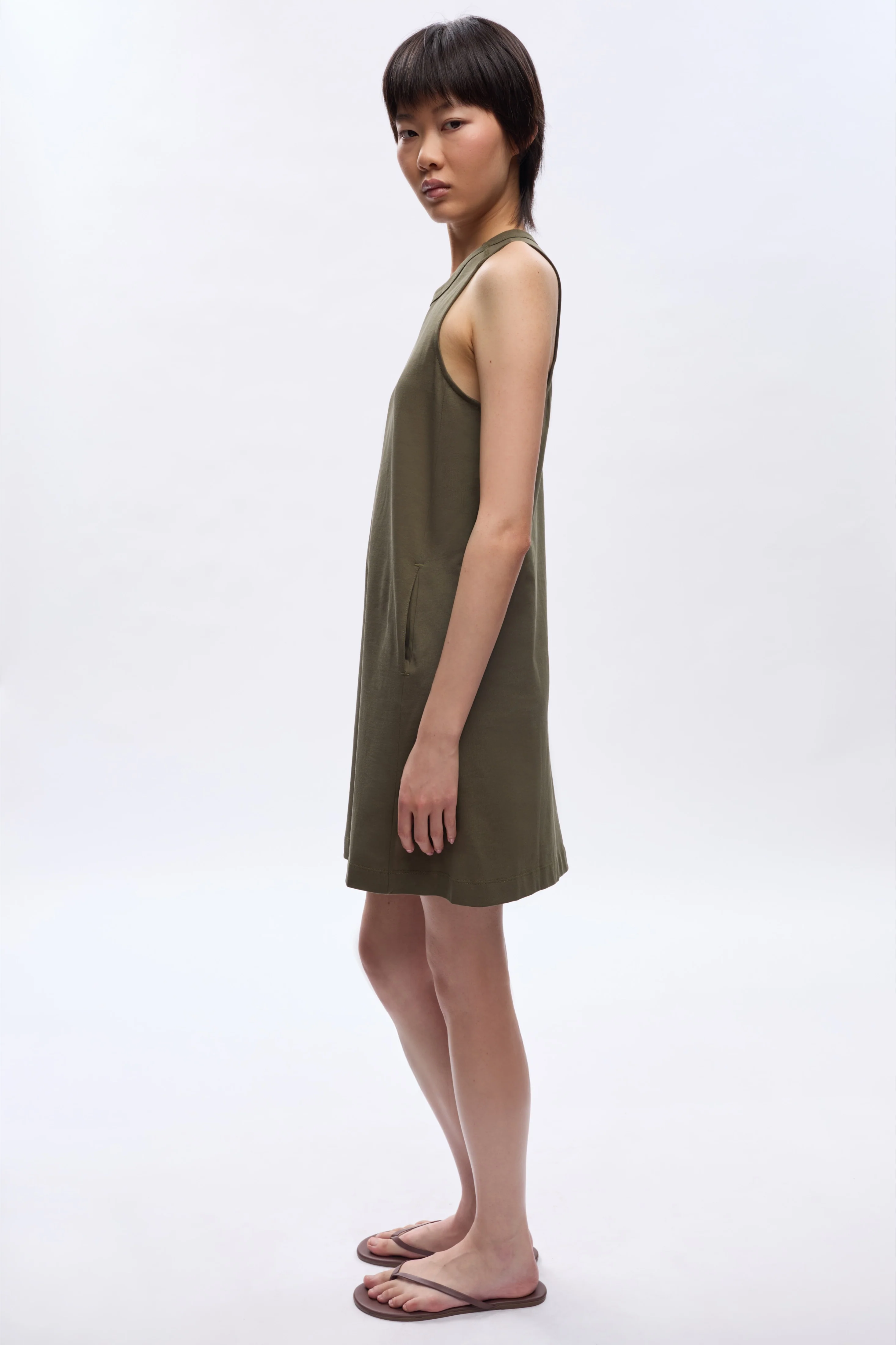 Women's Tank Dress in Olive - Image 3