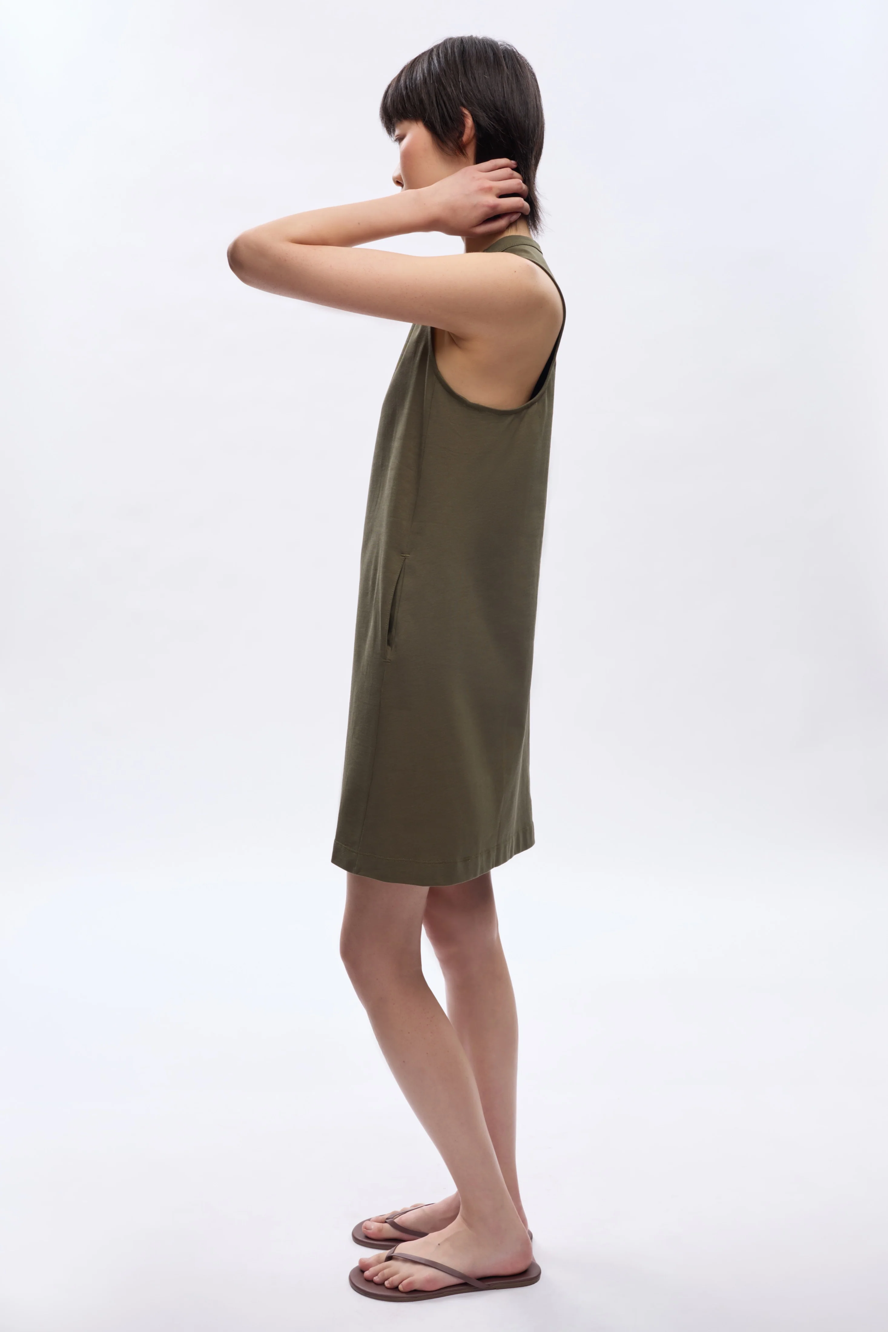 Women's Tank Dress in Olive - Image 5