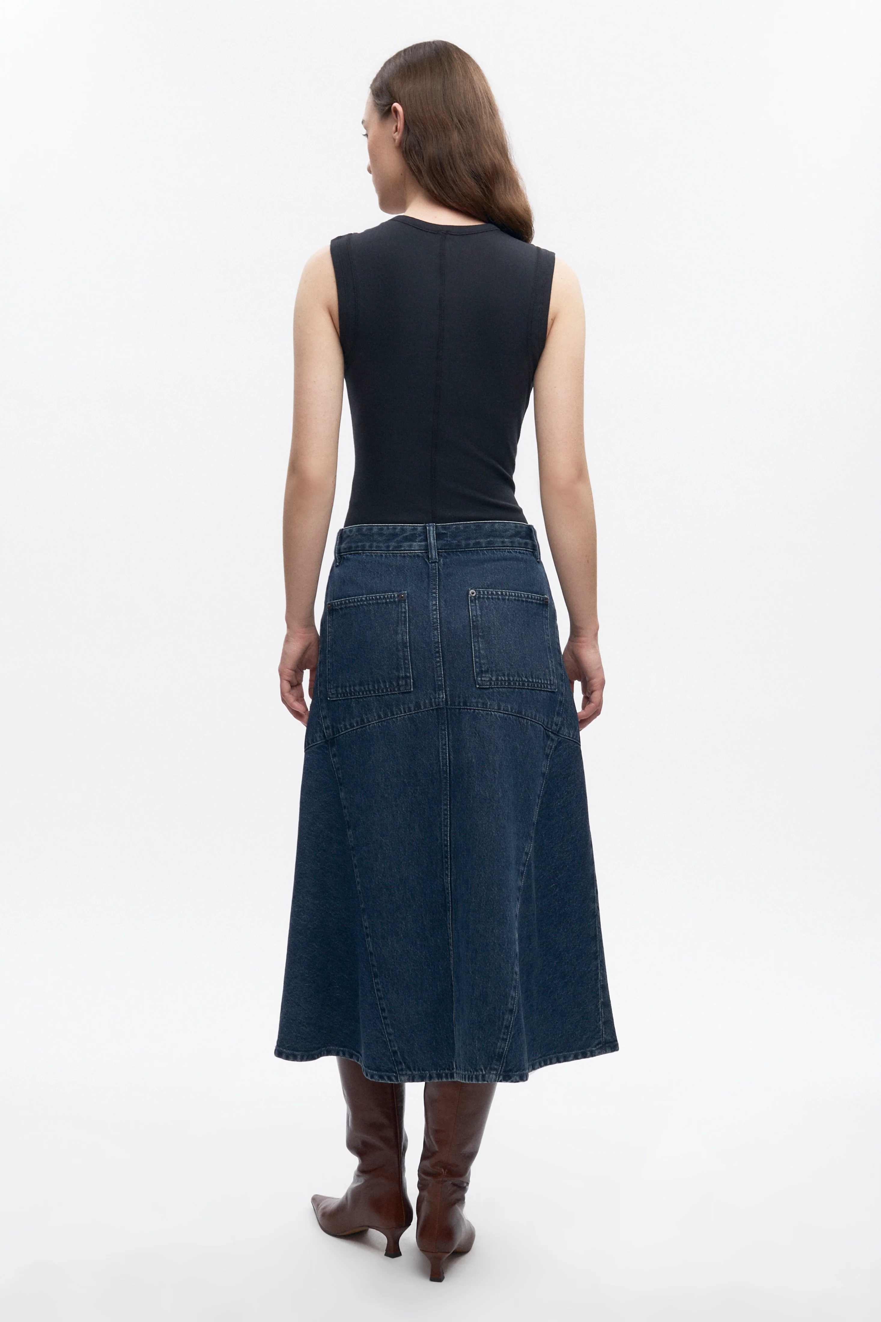 Women's Trace Denim Skirt in Mid Wash - Image 7