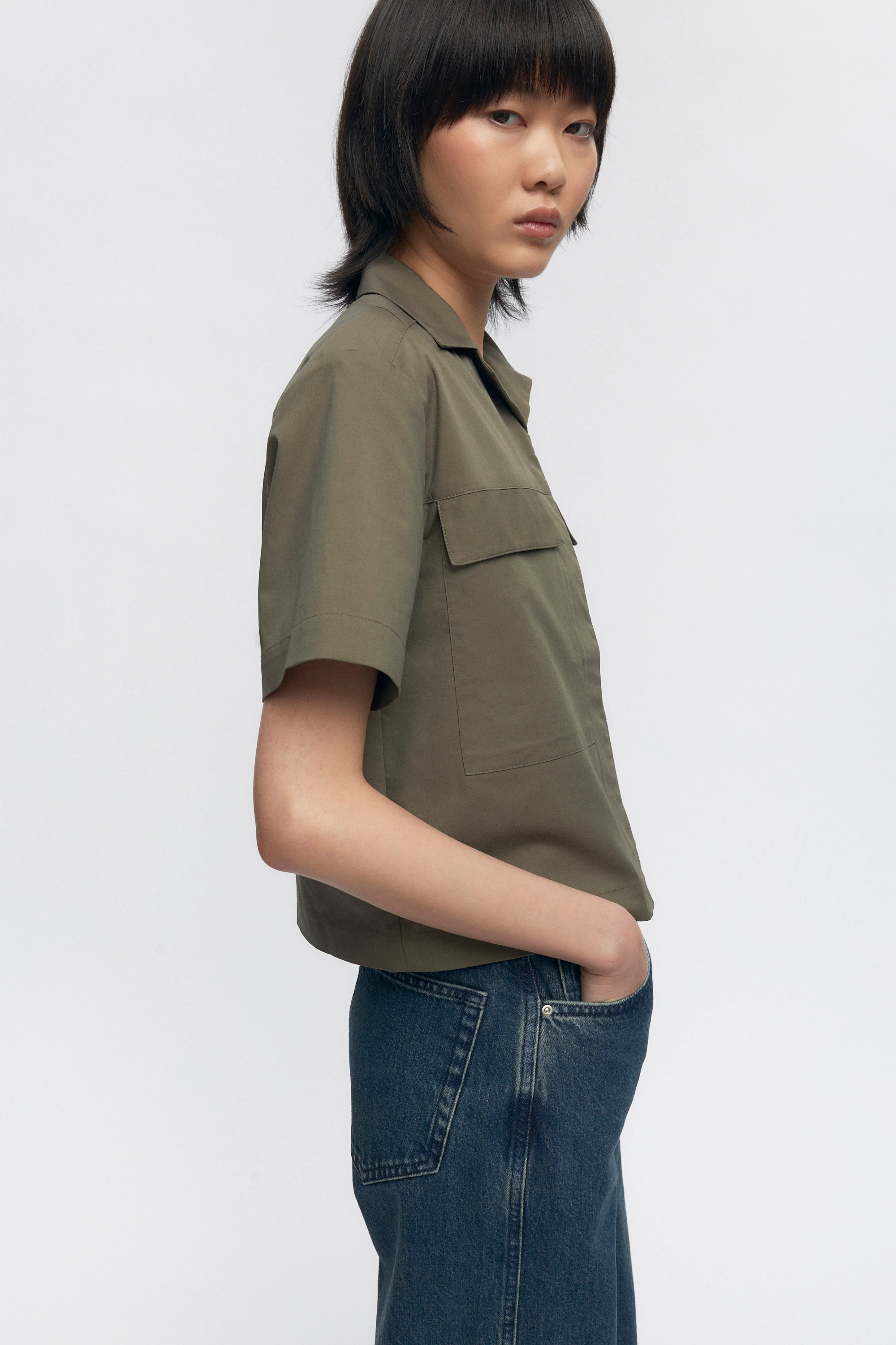 Women's Utility Shirt in Olive - Image 3