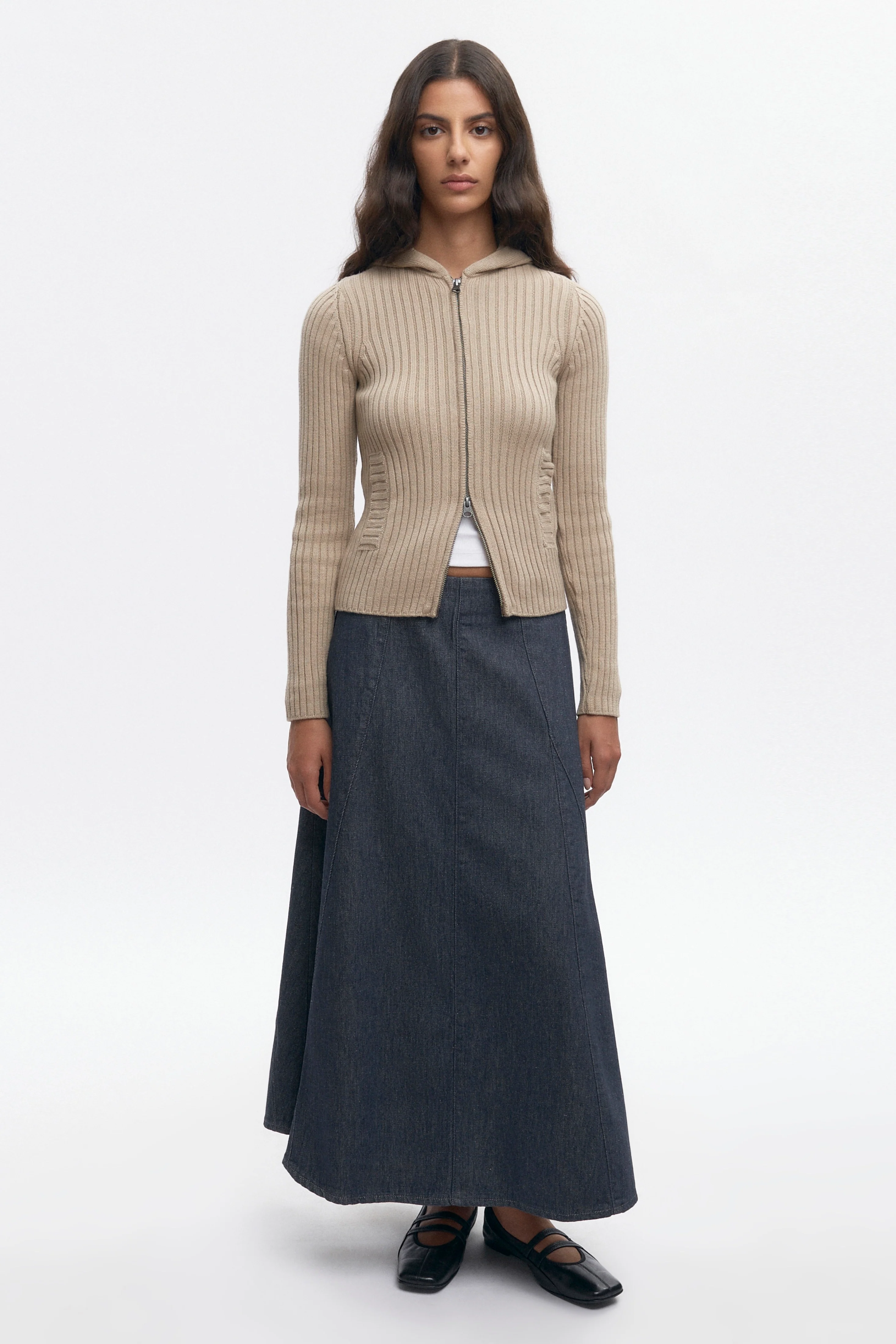 Women's Wave Denim Skirt in Grey