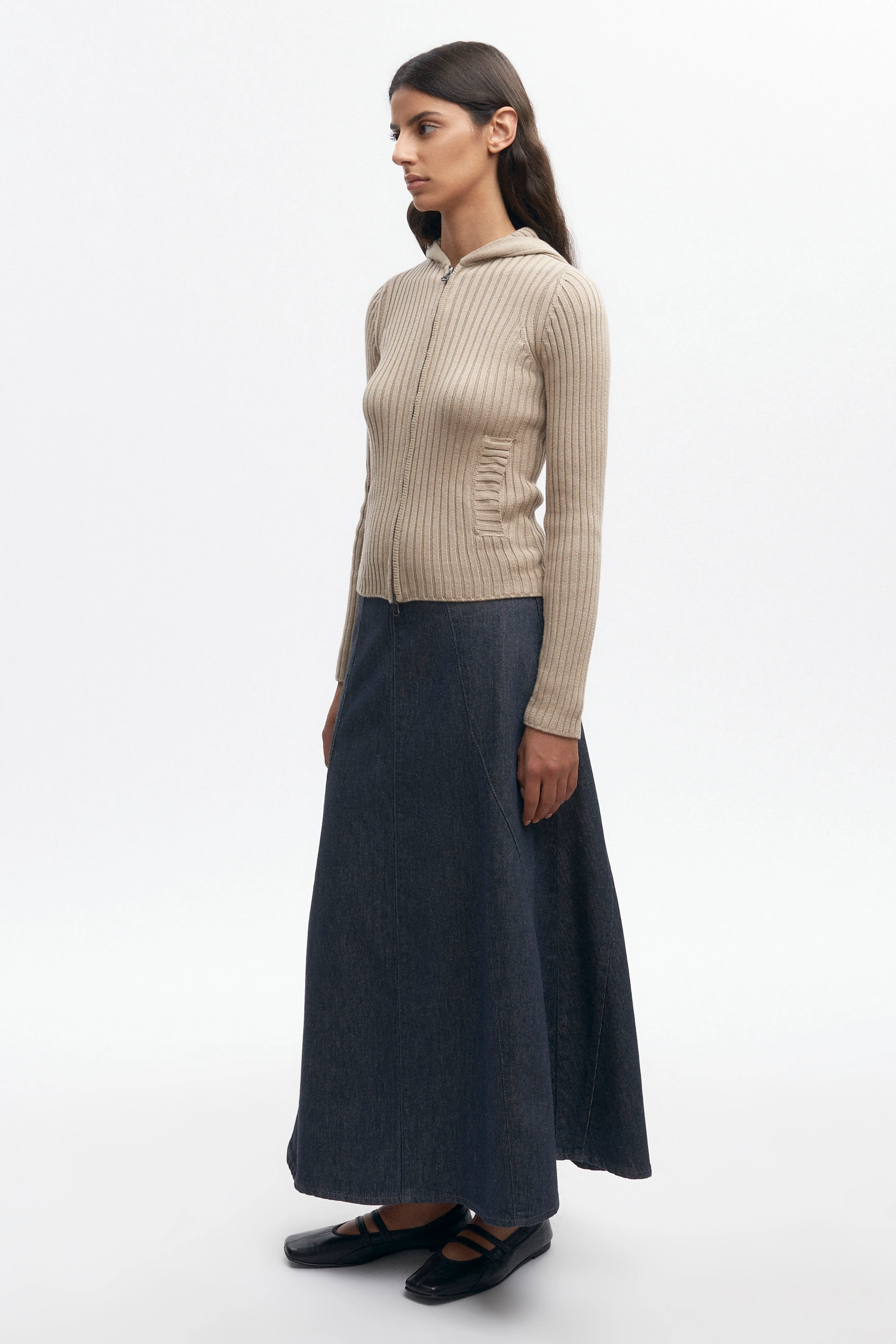 Women's Wave Denim Skirt in Grey - Image 5