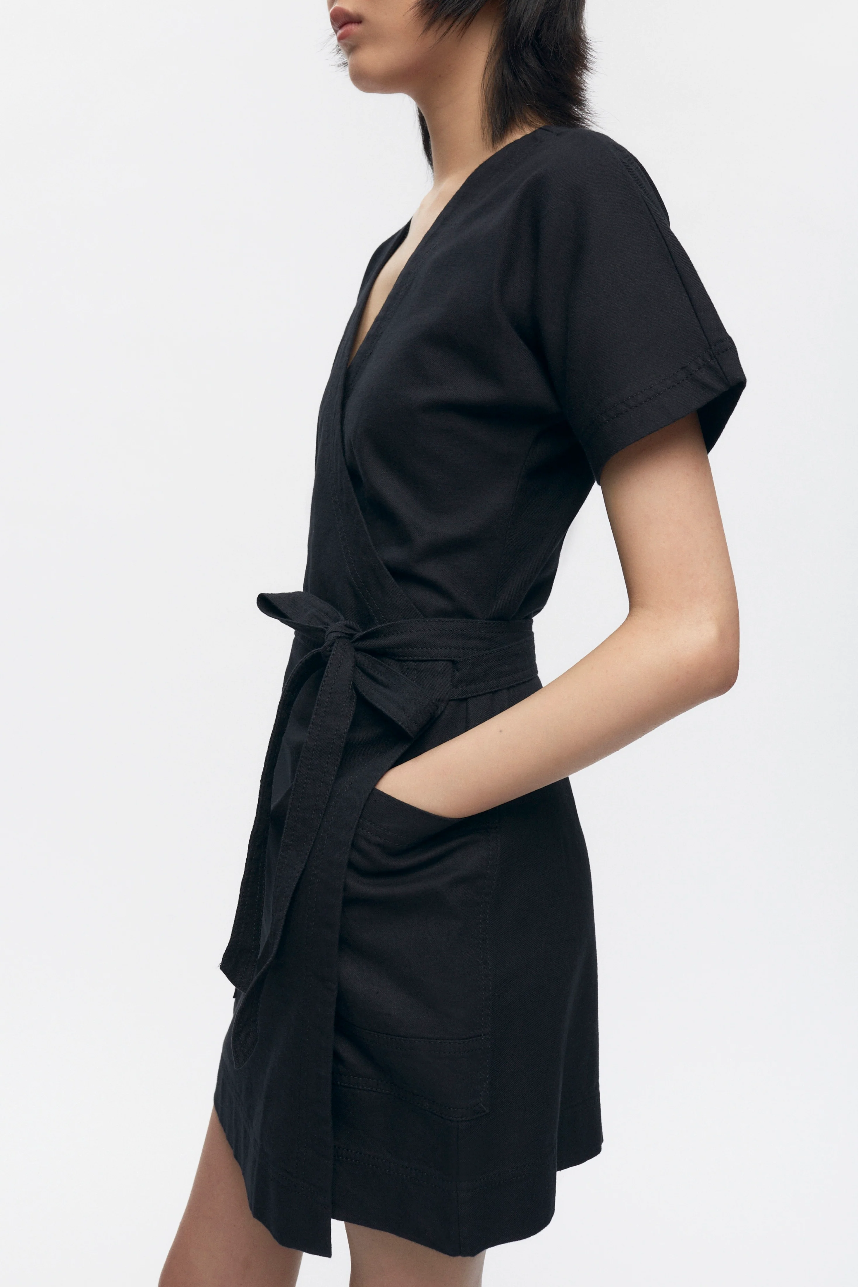 Women's Wrap Dress in Black - Image 3