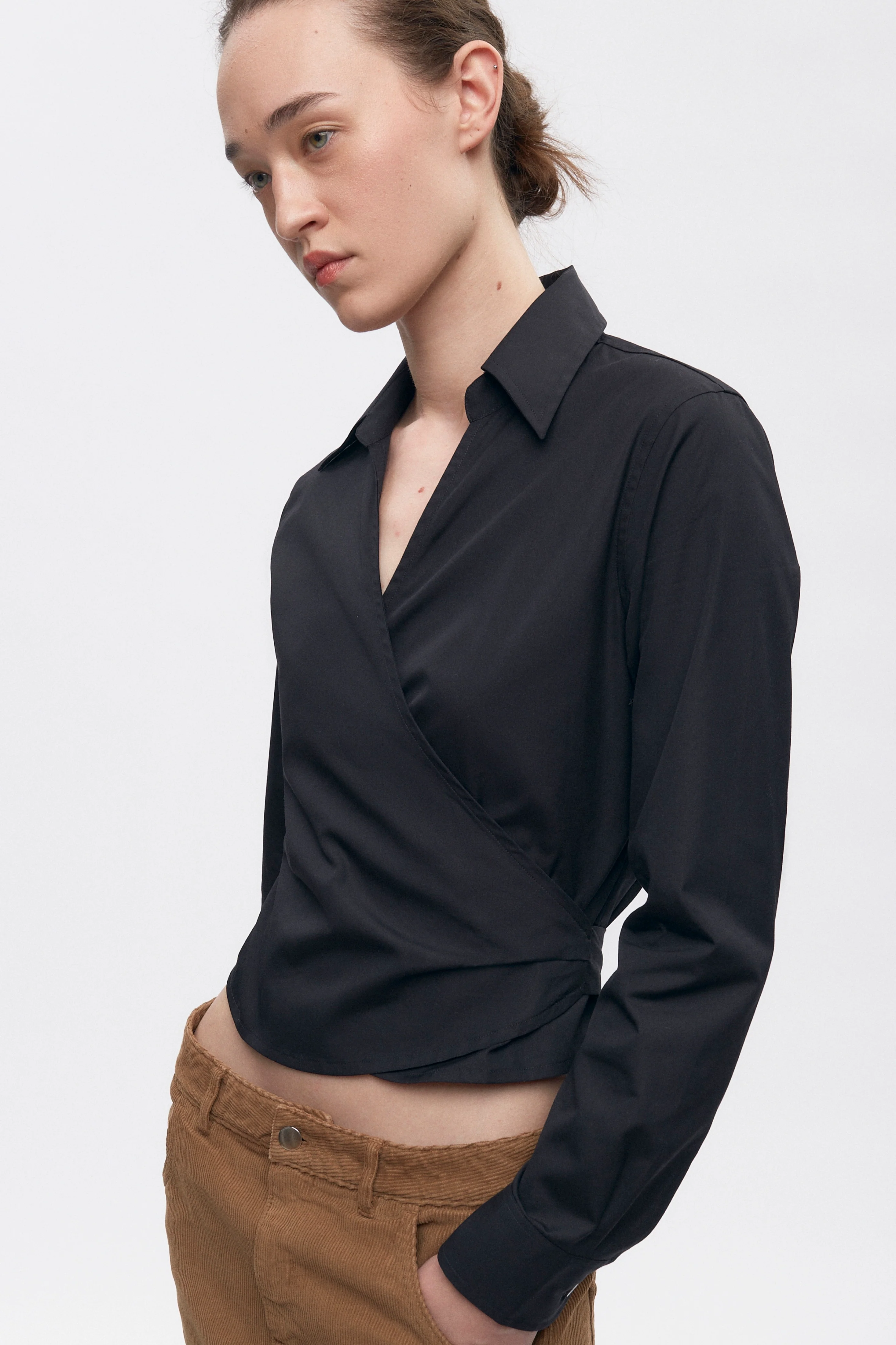 Women's Wrap Shirt in Black - Image 4