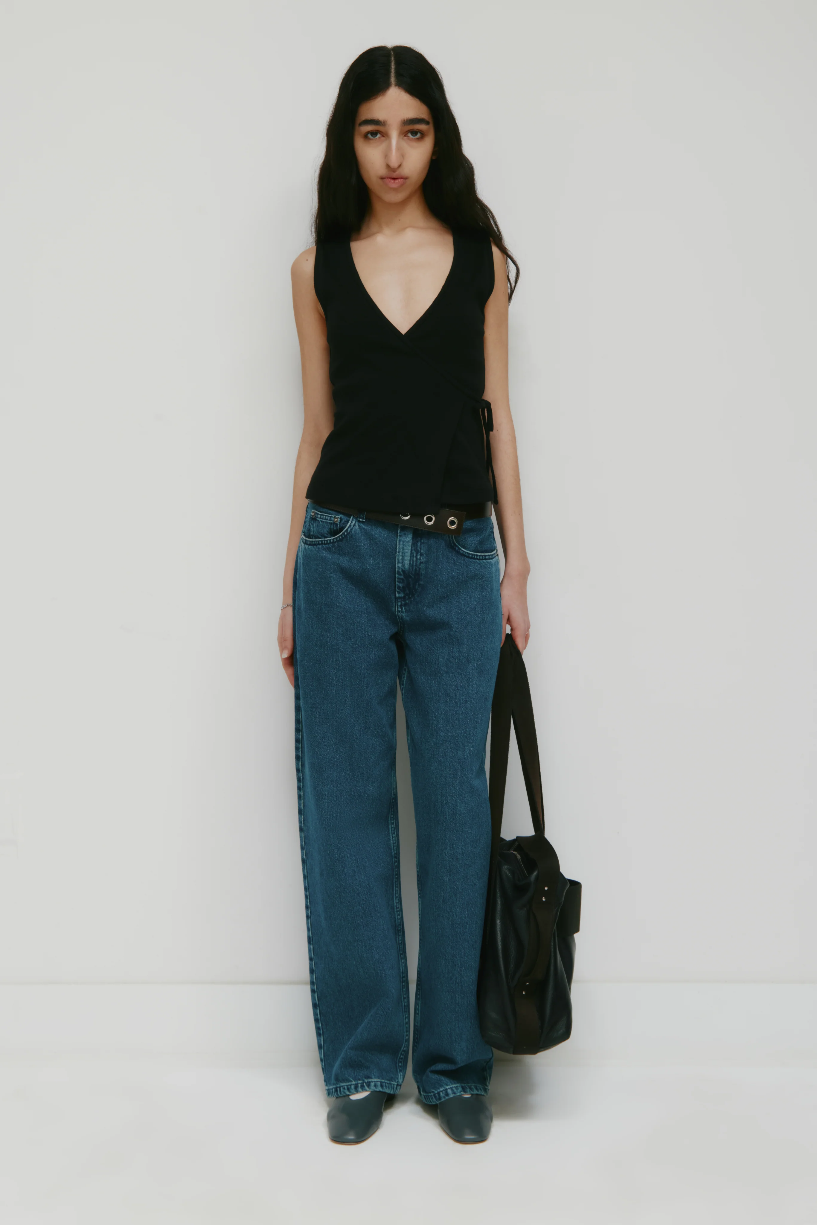 Women's Wrapped Tank in Black - Image 3
