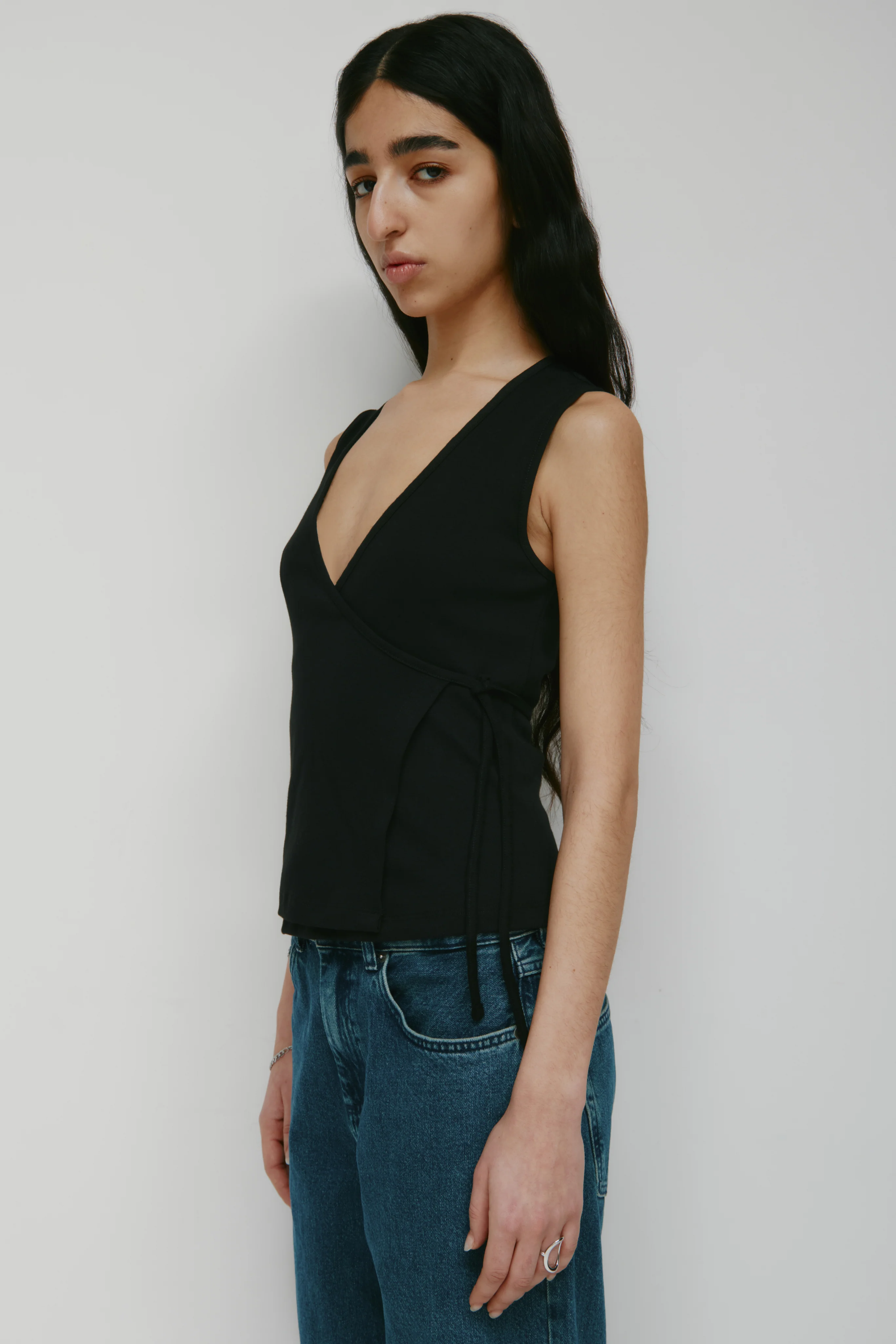 Women's Wrapped Tank in Black - Image 4