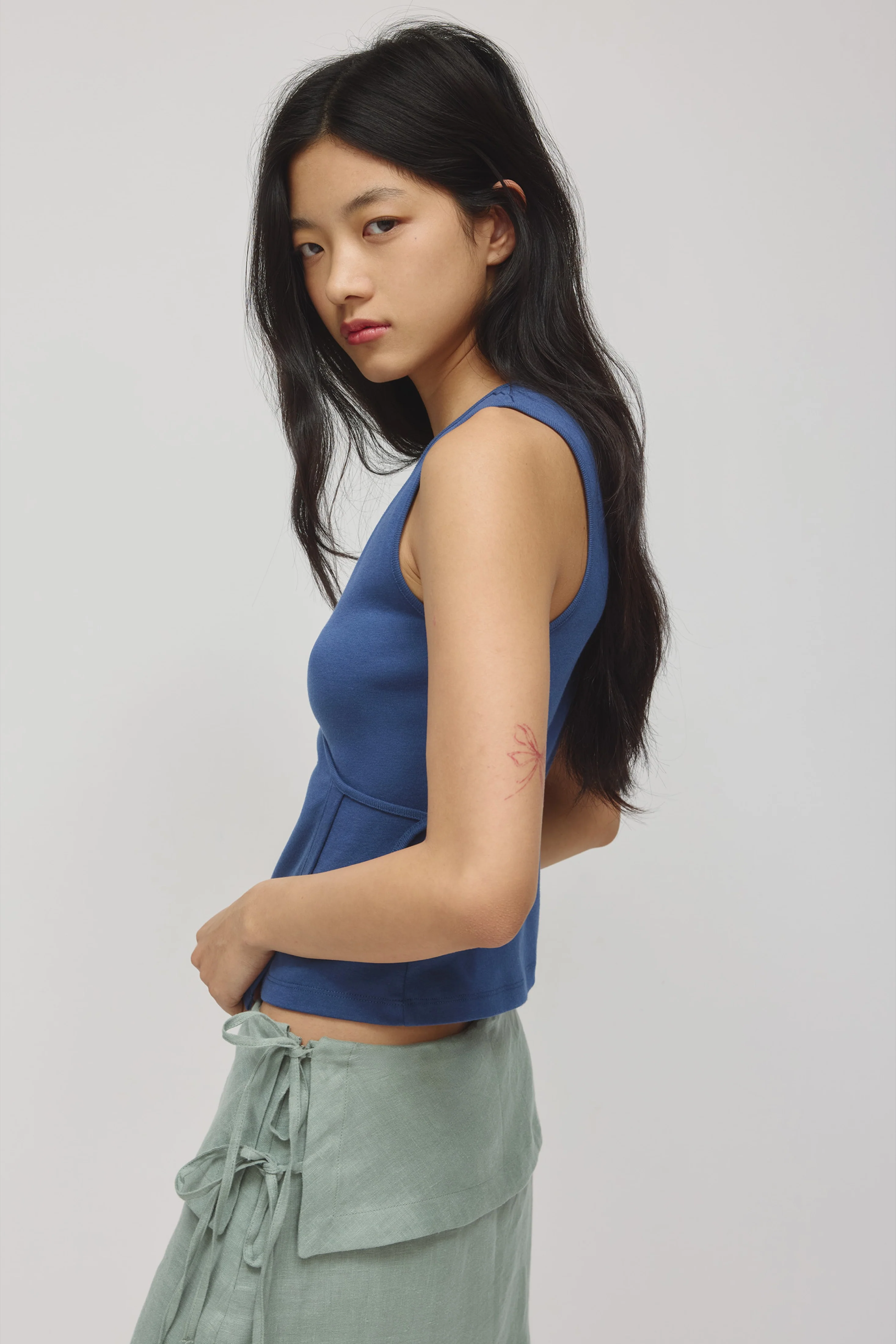 Women's Wrapped Tank in Dark Indigo - Image 3
