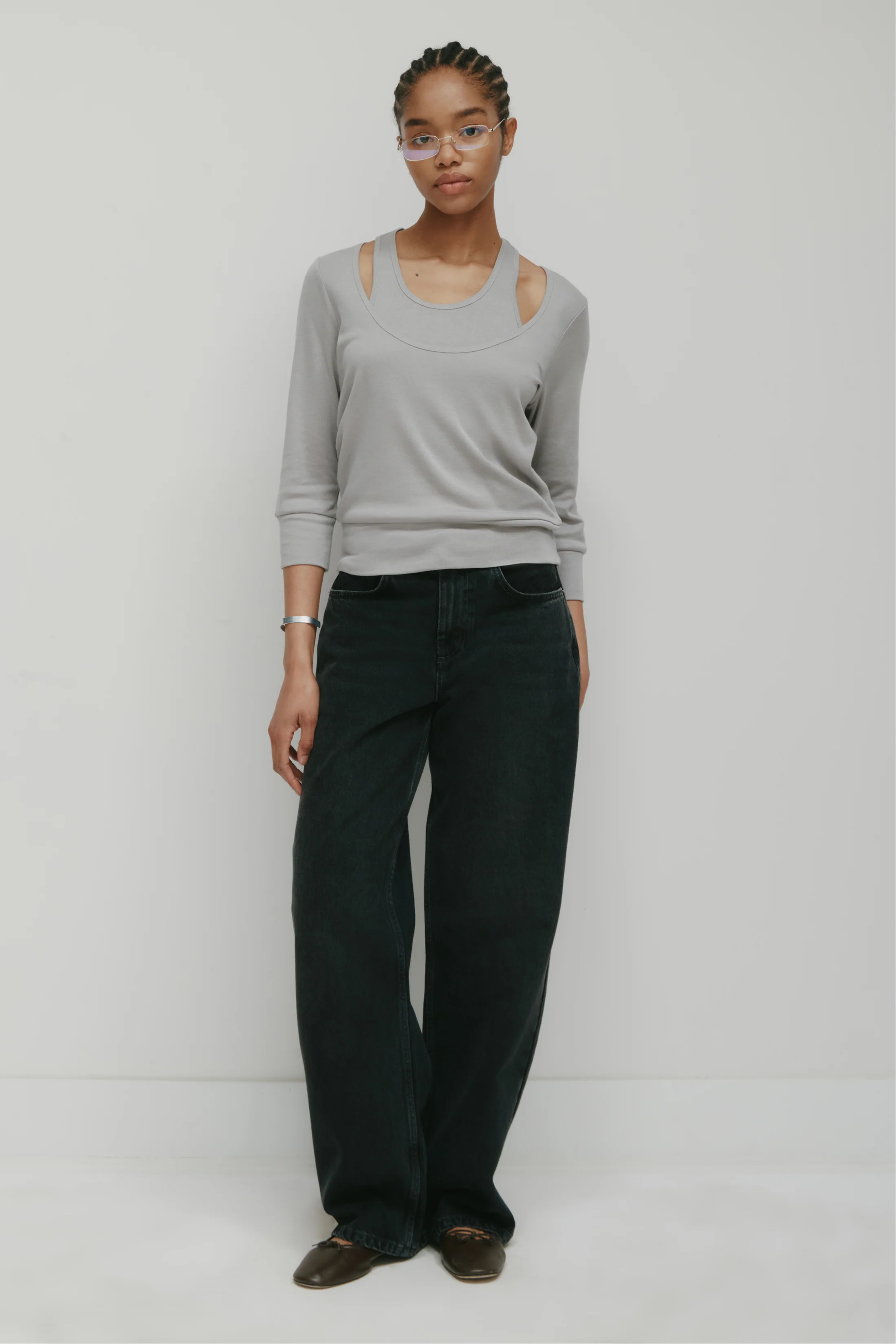 Women's Zahra Layered Scoop Tee in Gypsum - Image 3