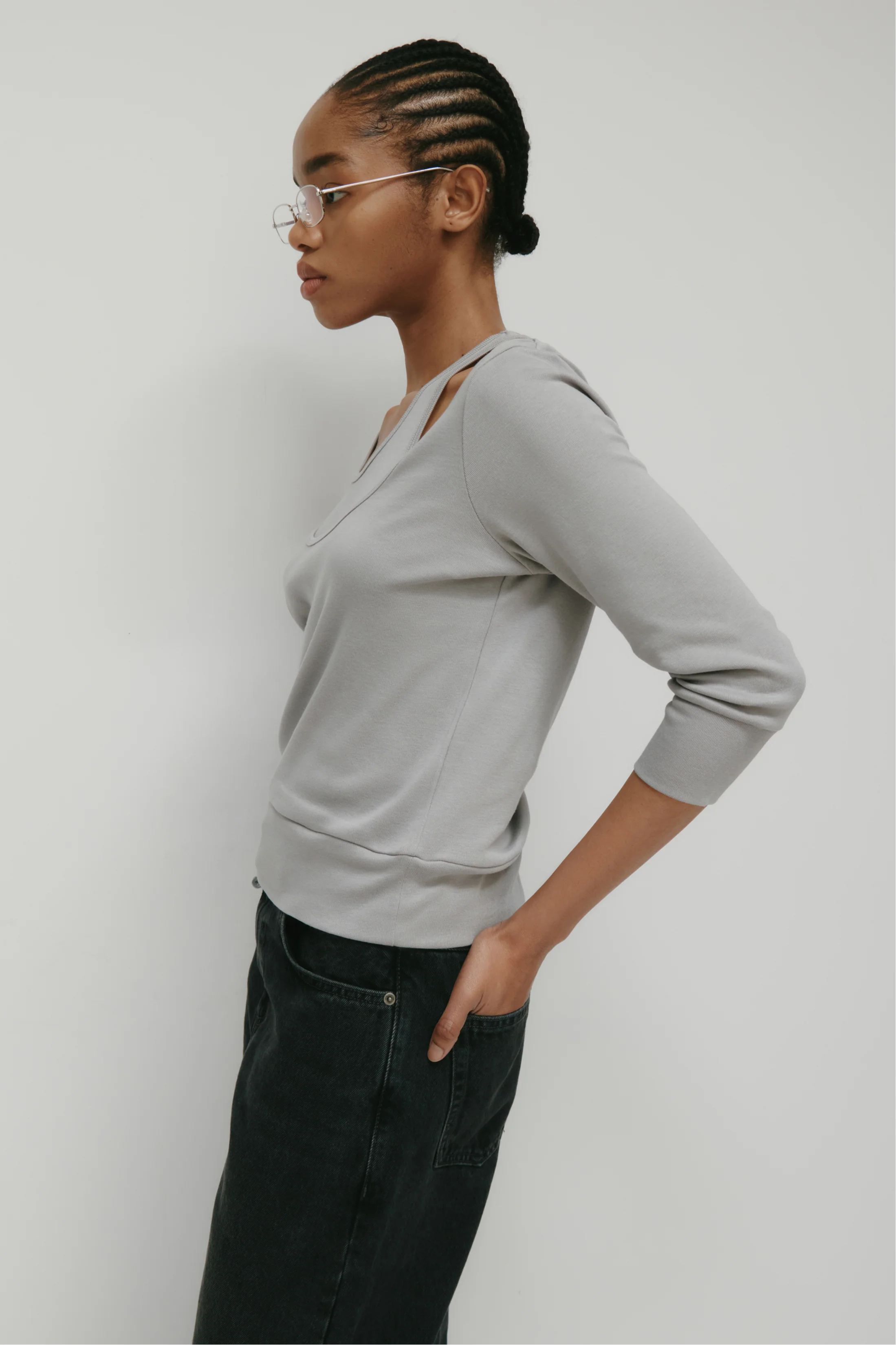 Women's Zahra Layered Scoop Tee in Gypsum - Image 4