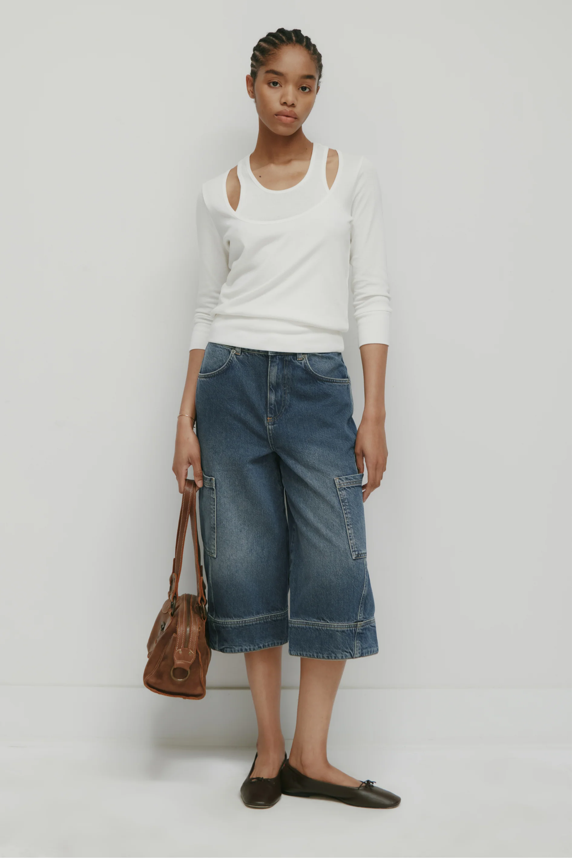 Women's Zahra Layered Scoop Tee in Marshmallow - Image 3